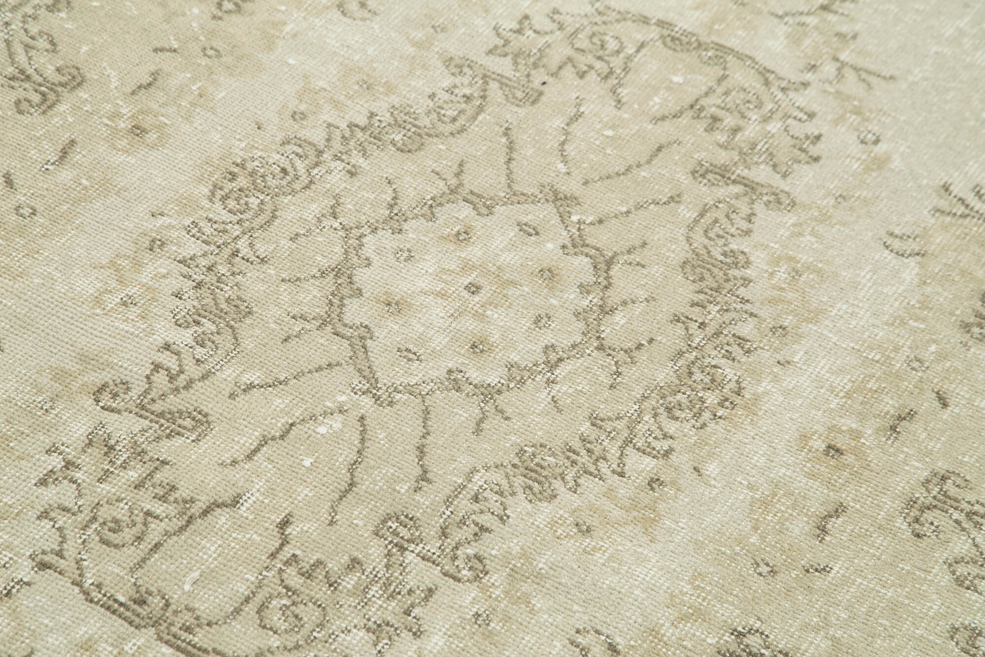 Vintage Wool Area Rug - Handmade Cotton Rug, Overdyed Vintage Carpet, Beige Wool Carpet 3'9"x7'0"
