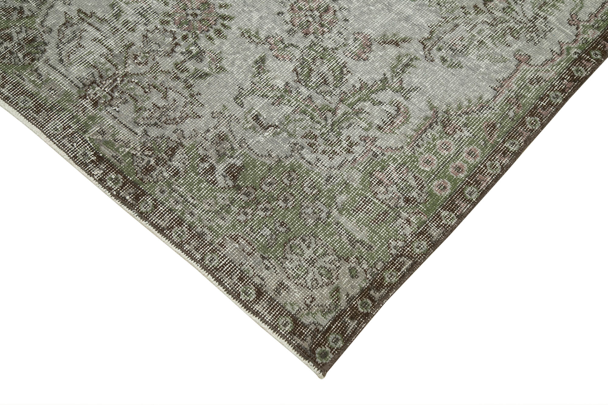 Handmade Area Rug | Overdyed Vintage Grey Cotton Wool Carpet 3'8'' x 6'10''