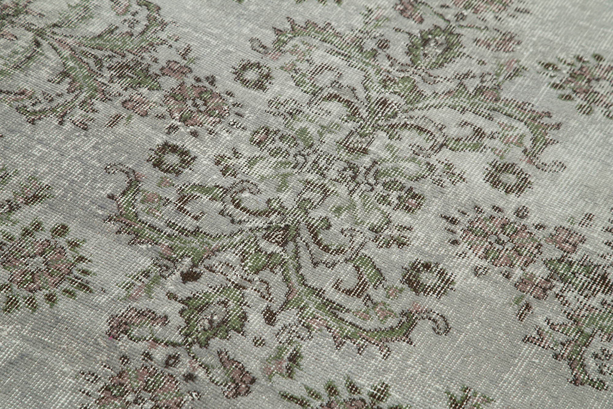 Handmade Area Rug | Overdyed Vintage Grey Cotton Wool Carpet 3'8'' x 6'10''