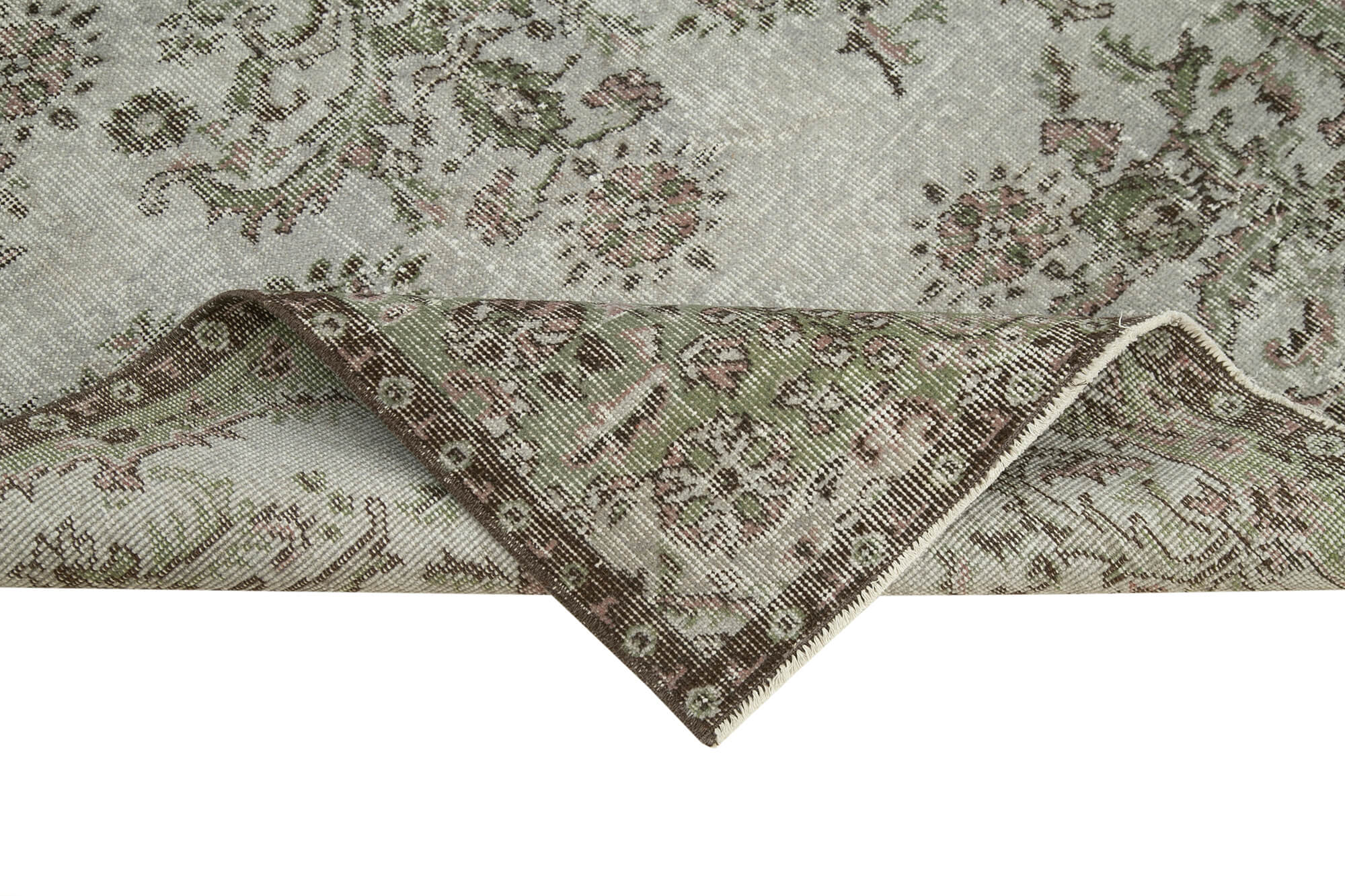 Handmade Area Rug | Overdyed Vintage Grey Cotton Wool Carpet 3'8'' x 6'10''