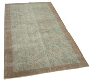 Handmade Vintage Area Rug – Overdyed Cotton Wool Carpet, Neutral Beige 3'7''x6'5''