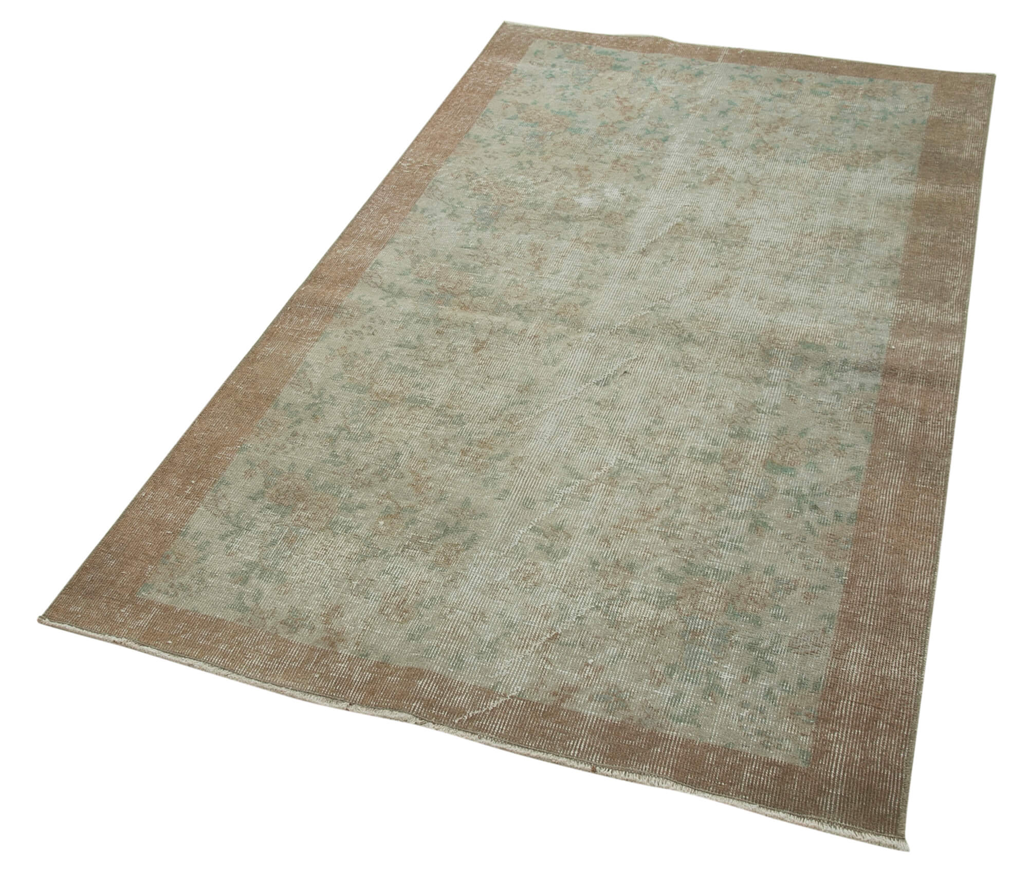 Handmade Vintage Area Rug – Overdyed Cotton Wool Carpet, Neutral Beige 3'7''x6'5''