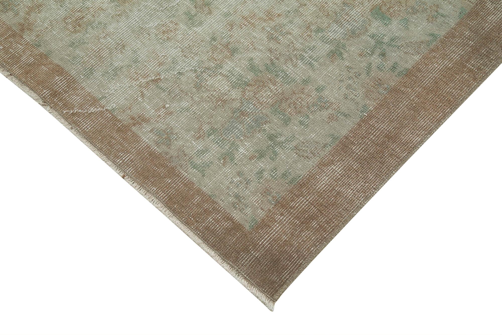 Handmade Vintage Area Rug – Overdyed Cotton Wool Carpet, Neutral Beige 3'7''x6'5''