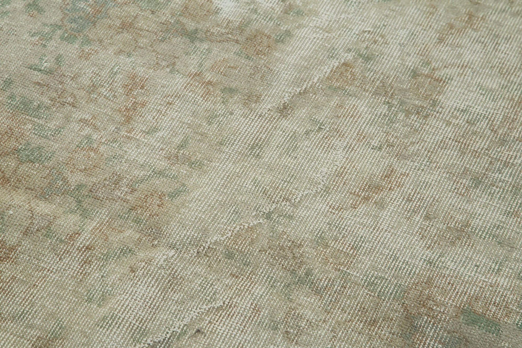 Handmade Vintage Area Rug – Overdyed Cotton Wool Carpet, Neutral Beige 3'7''x6'5''