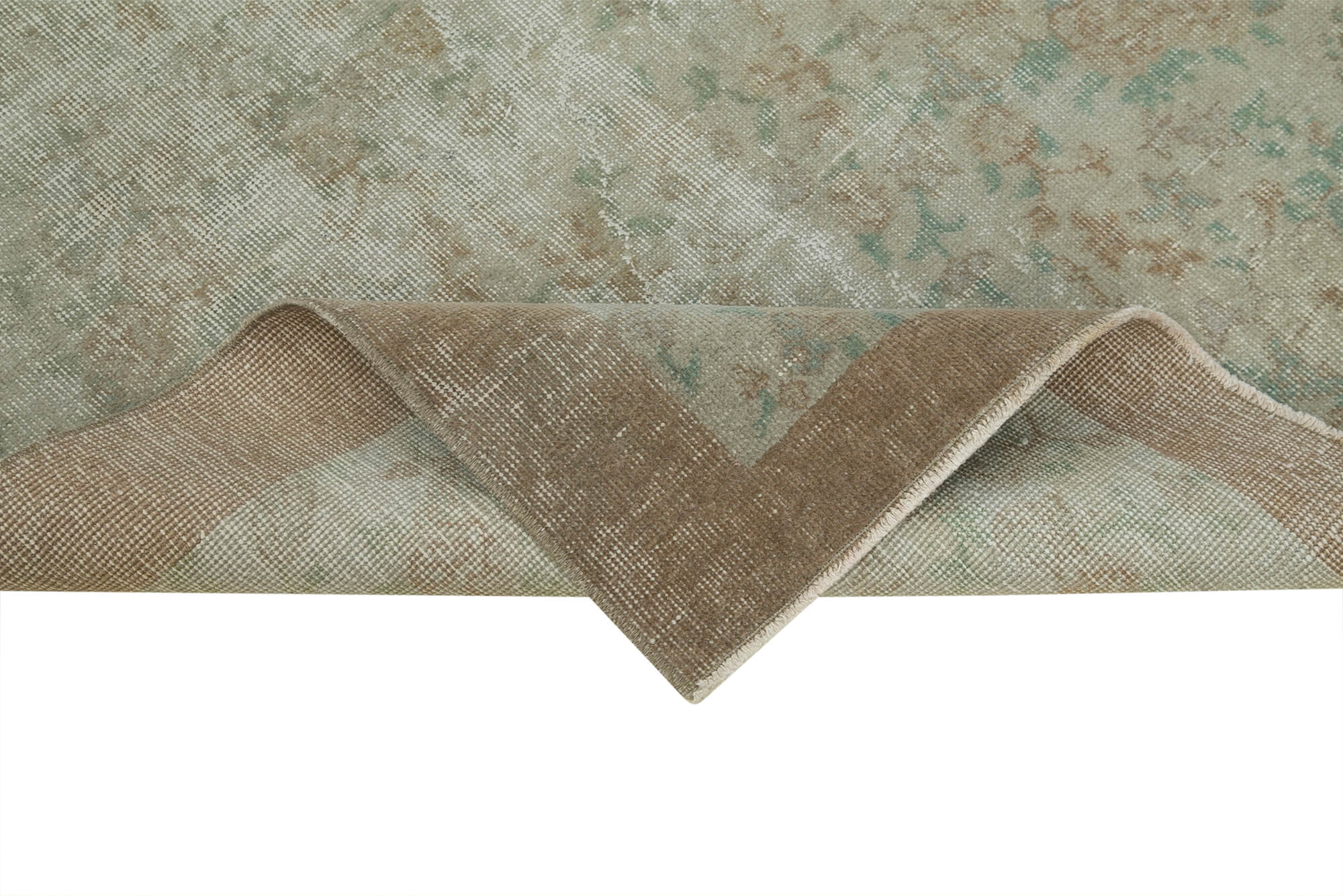 Handmade Vintage Area Rug – Overdyed Cotton Wool Carpet, Neutral Beige 3'7''x6'5''