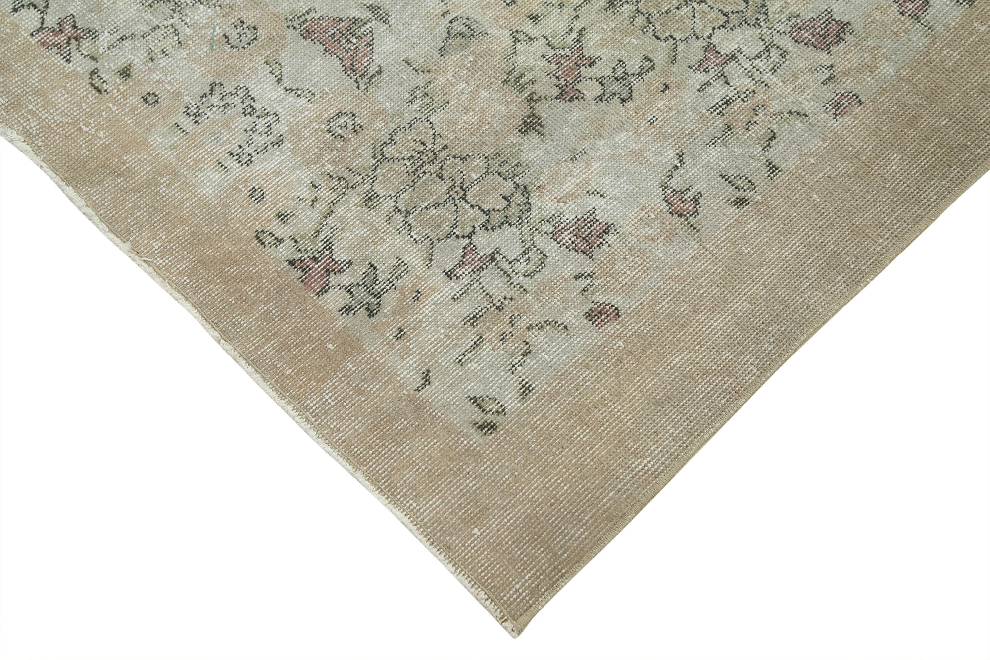 Vintage Area Rug - Handmade Wool Rug Overdyed Beige 3'8''x6'4'' Turkish Hand Knotted
