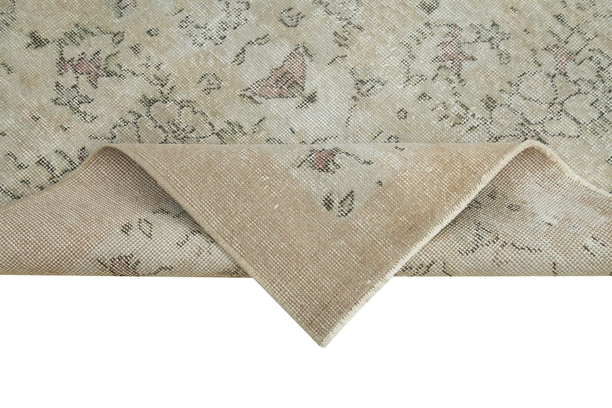 Vintage Area Rug - Handmade Wool Rug Overdyed Beige 3'8''x6'4'' Turkish Hand Knotted