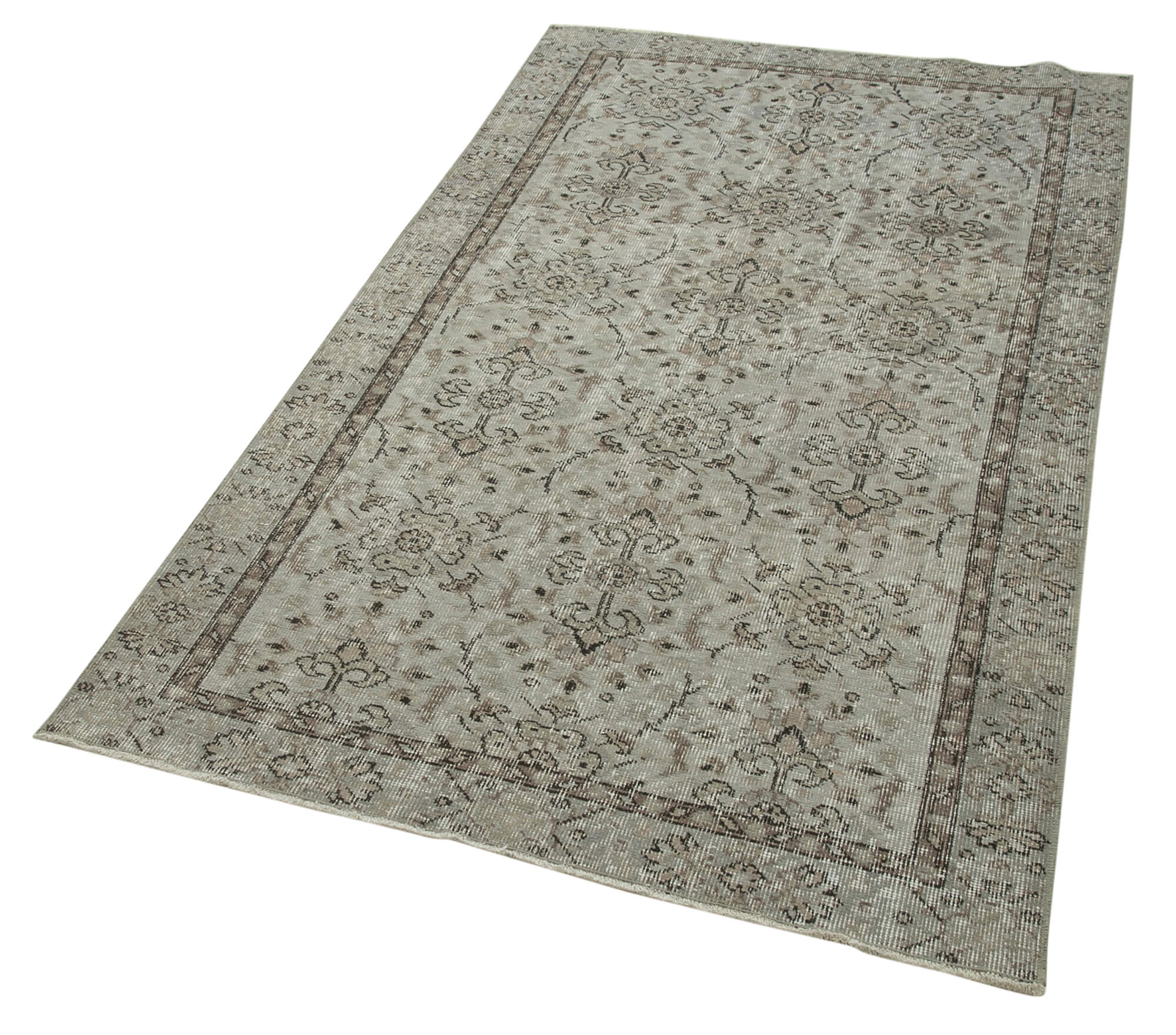 Handmade Vintage Area Rug – Overdyed Wool Rug 3x6 Grey Cotton Wool Carpet