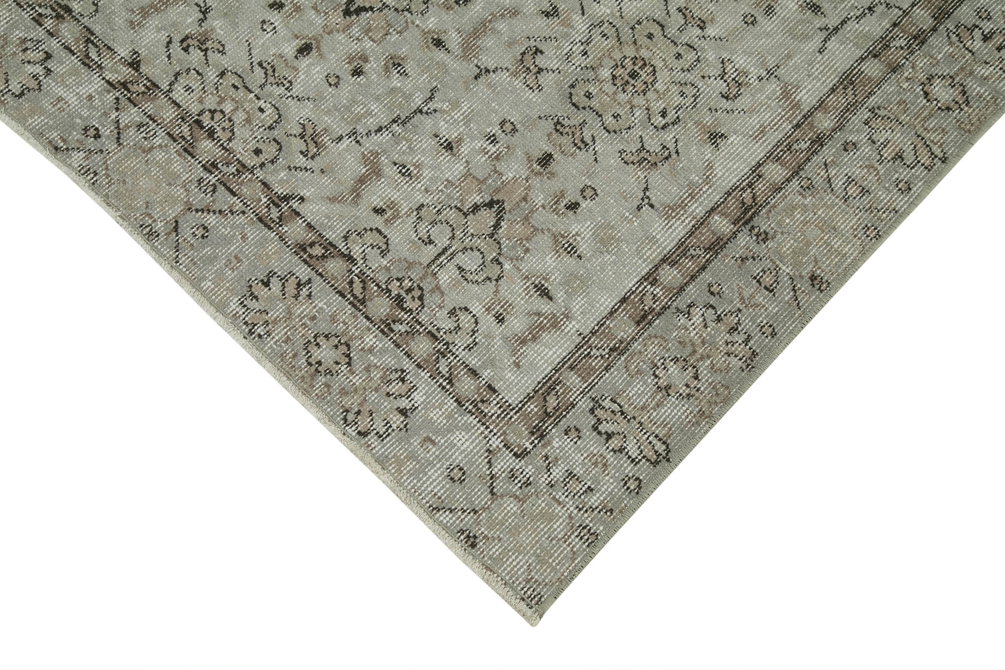 Handmade Vintage Area Rug – Overdyed Wool Rug 3x6 Grey Cotton Wool Carpet