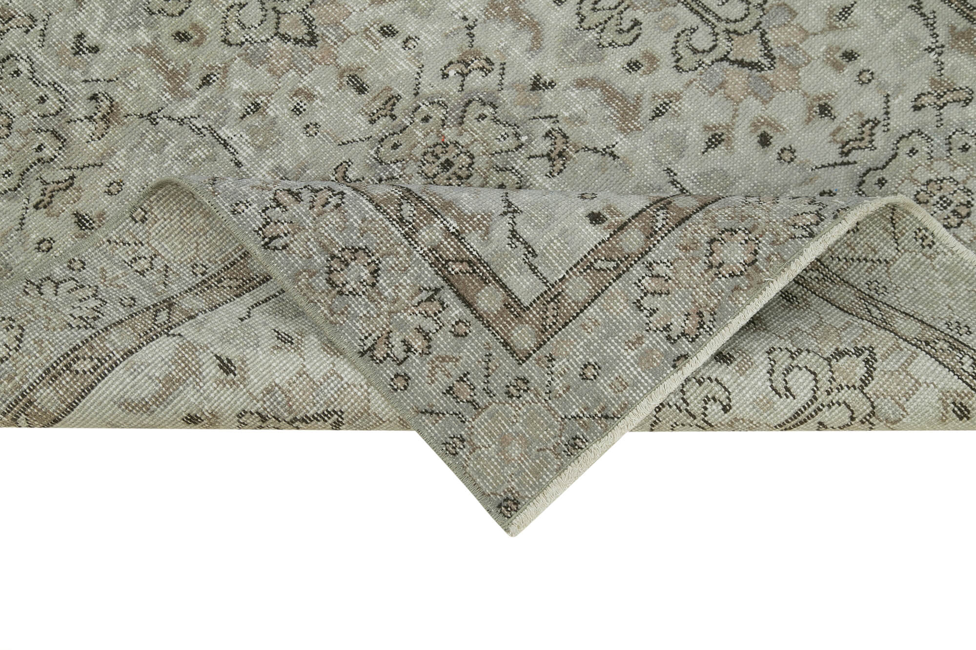 Handmade Vintage Area Rug – Overdyed Wool Rug 3x6 Grey Cotton Wool Carpet