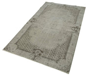 Handmade Vintage Area Rug – Overdyed Grey Wool Cotton Blend 3x7 Feet Boho Style