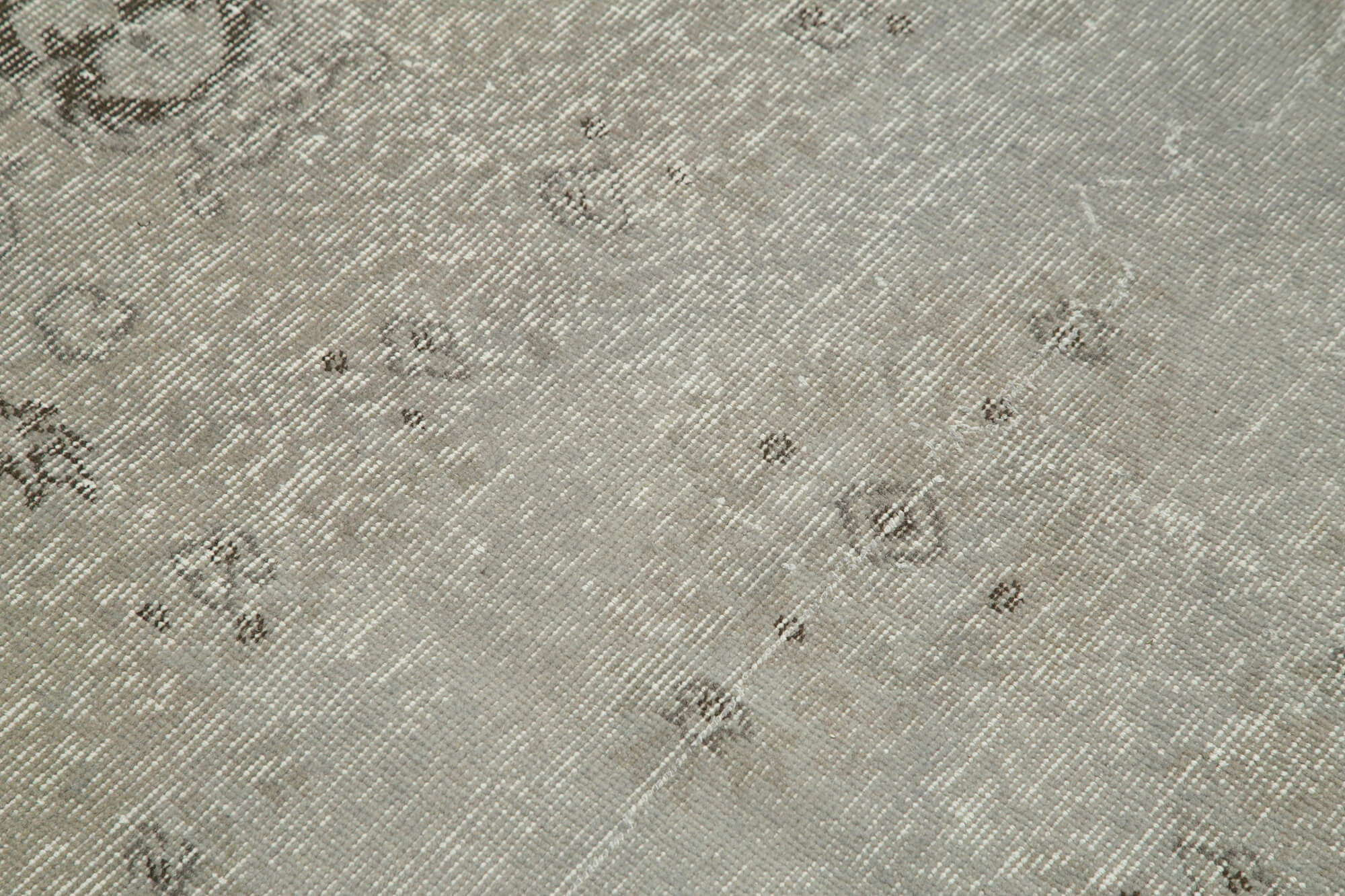 Handmade Vintage Area Rug – Overdyed Grey Wool Cotton Blend 3x7 Feet Boho Style