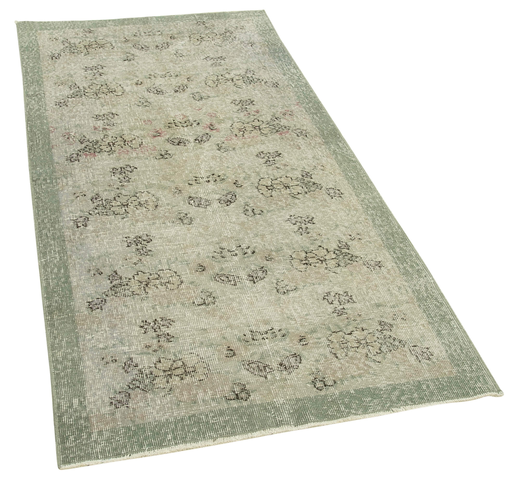 Handmade Area Rug – Overdyed Vintage Carpet 3'1'' x 6'3'' Wool Cotton Blend