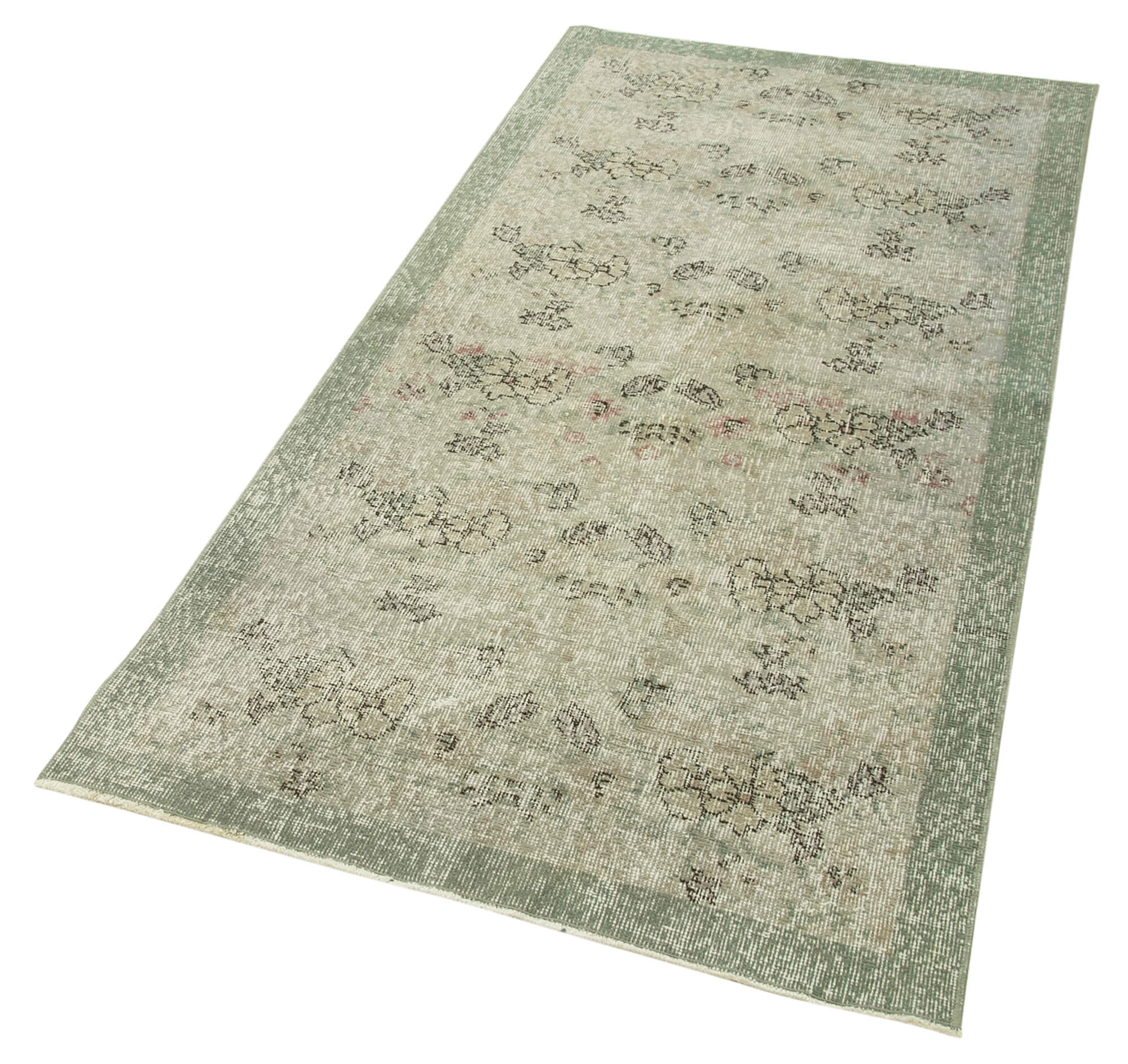 Handmade Area Rug – Overdyed Vintage Carpet 3'1'' x 6'3'' Wool Cotton Blend