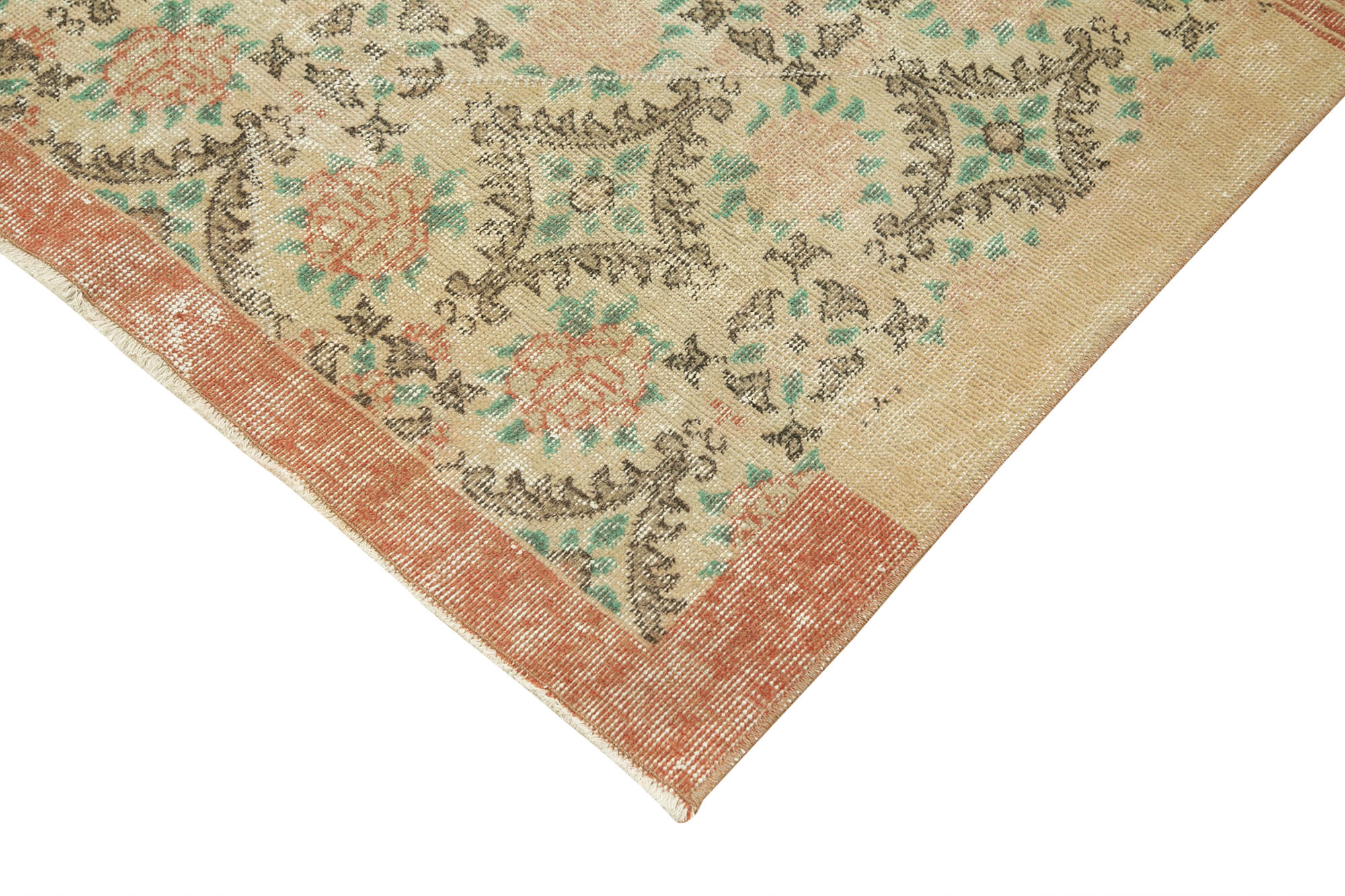 Handmade Vintage Area Rug – Overdyed Wool & Cotton, Soft Texture Boho Style Rug 3'6''x6'7''