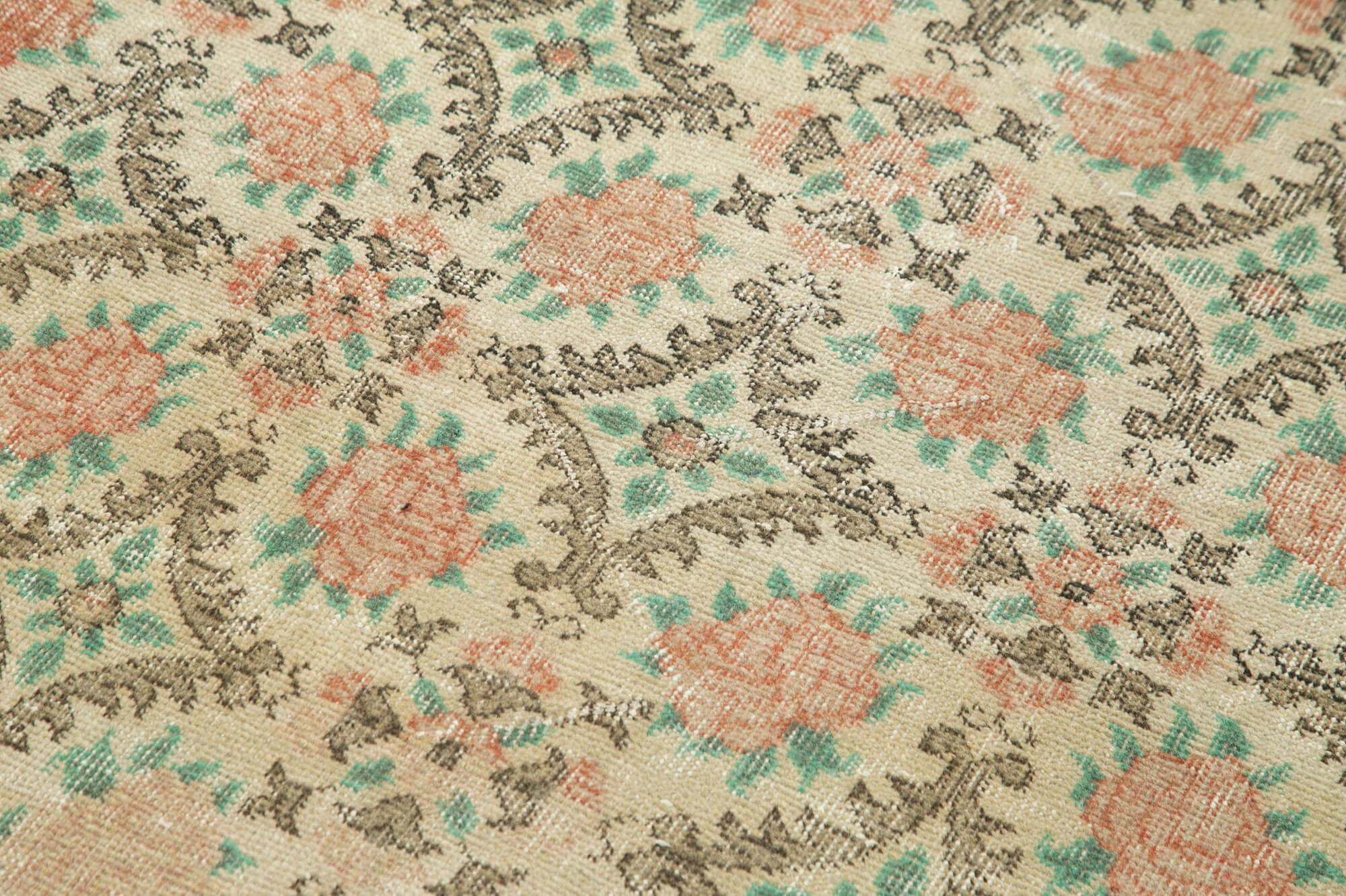 Handmade Vintage Area Rug – Overdyed Wool & Cotton, Soft Texture Boho Style Rug 3'6''x6'7''