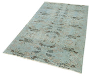Vintage Handmade Area Rug – Overdyed Blue Turkish Cotton Wool Carpet 4'0''x7'1''