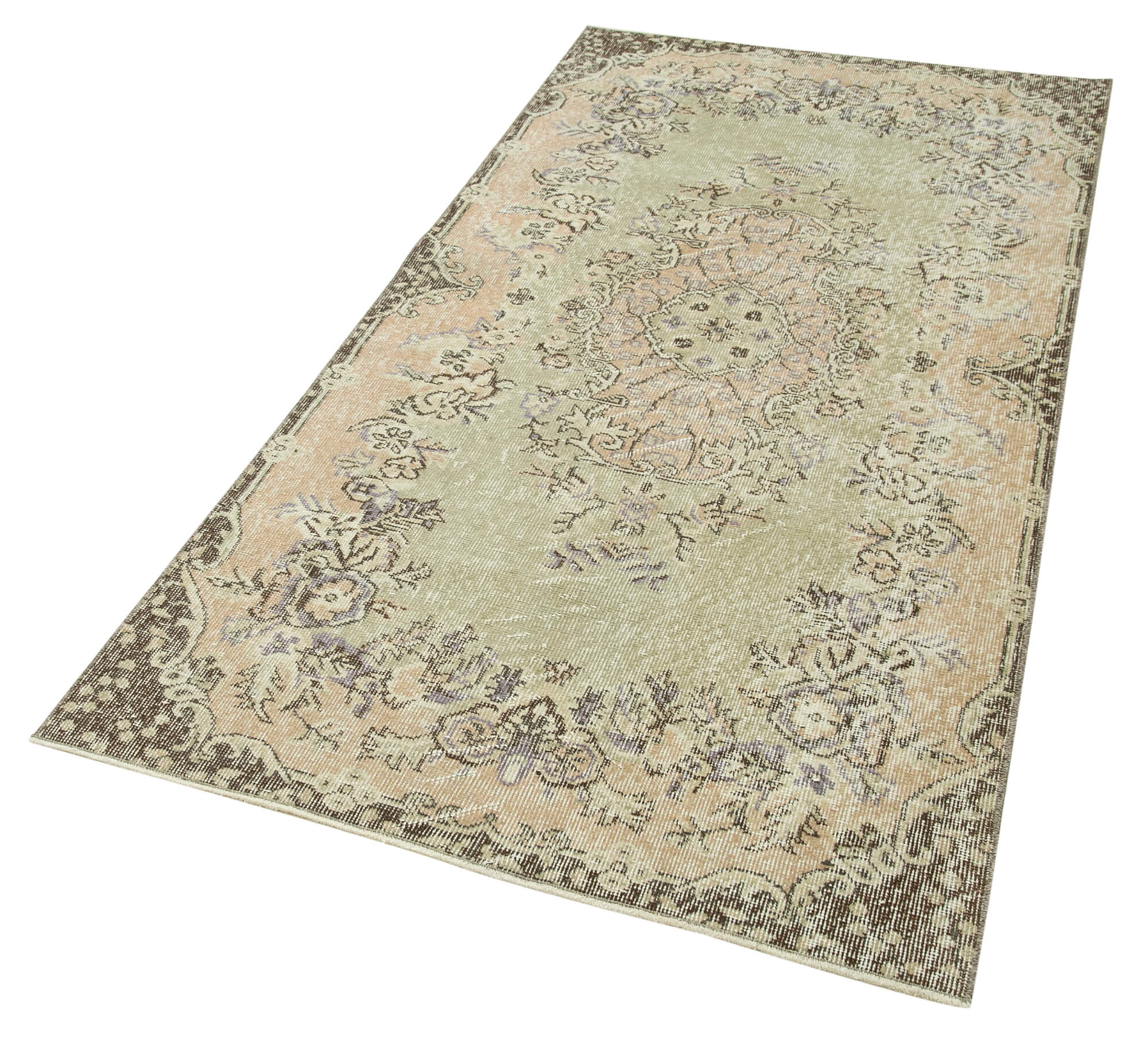 Vintage Cotton Wool Rug - Handmade Area Rug | Overdyed Beige Turkish Wool Carpet 3'4''x7'1''