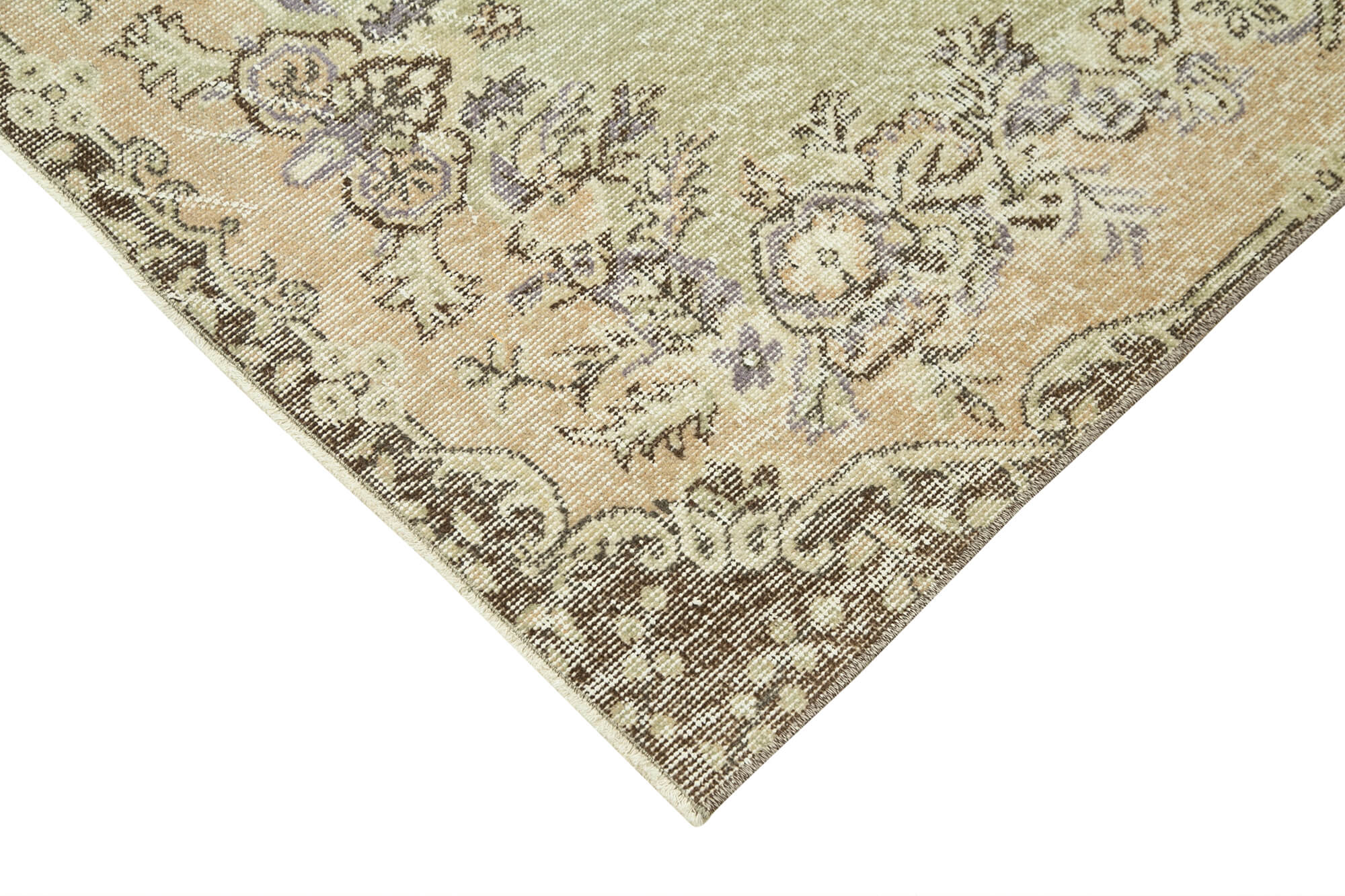 Vintage Cotton Wool Rug - Handmade Area Rug | Overdyed Beige Turkish Wool Carpet 3'4''x7'1''
