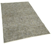 Vintage Wool Area Rug - Handmade Cotton Rug Overdyed Grey Carpet 3'7''x5'10''
