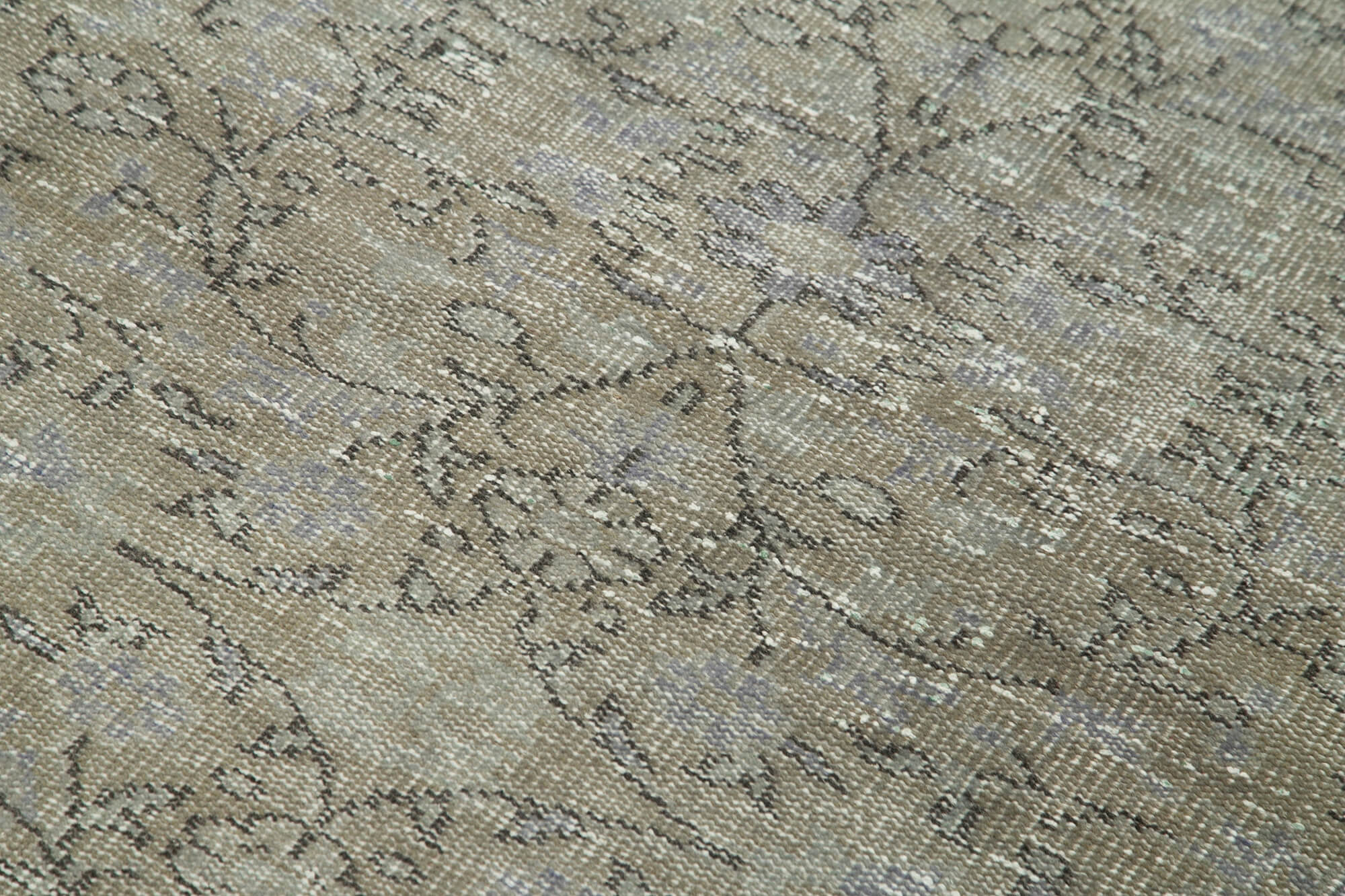 Vintage Wool Area Rug - Handmade Cotton Rug Overdyed Grey Carpet 3'7''x5'10''