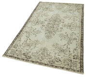 Handmade Area Rug – Overdyed Grey Vintage Cotton Wool Carpet 3'9'' x 6'10''