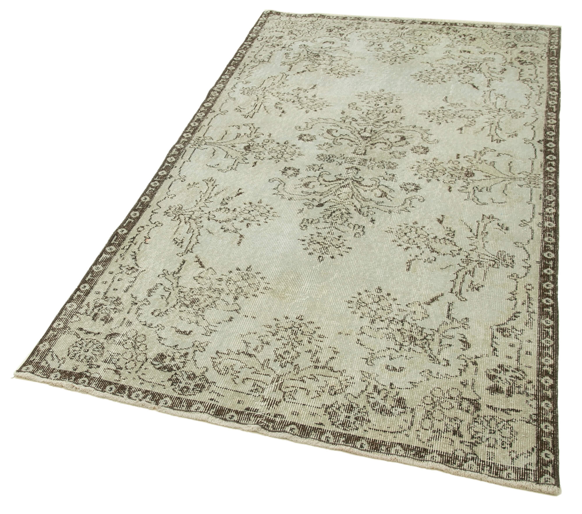 Handmade Area Rug – Overdyed Grey Vintage Cotton Wool Carpet 3'9'' x 6'10''