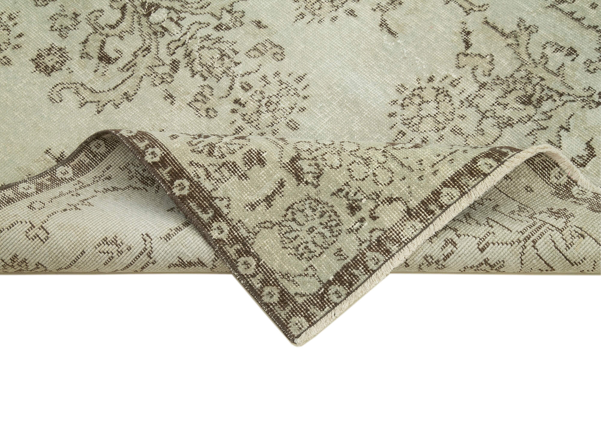Handmade Area Rug – Overdyed Grey Vintage Cotton Wool Carpet 3'9'' x 6'10''