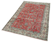 Vintage Area Rug - Handmade Wool Rug Overdyed Red, Turkish Hand Knotted 3'9''x6'5''