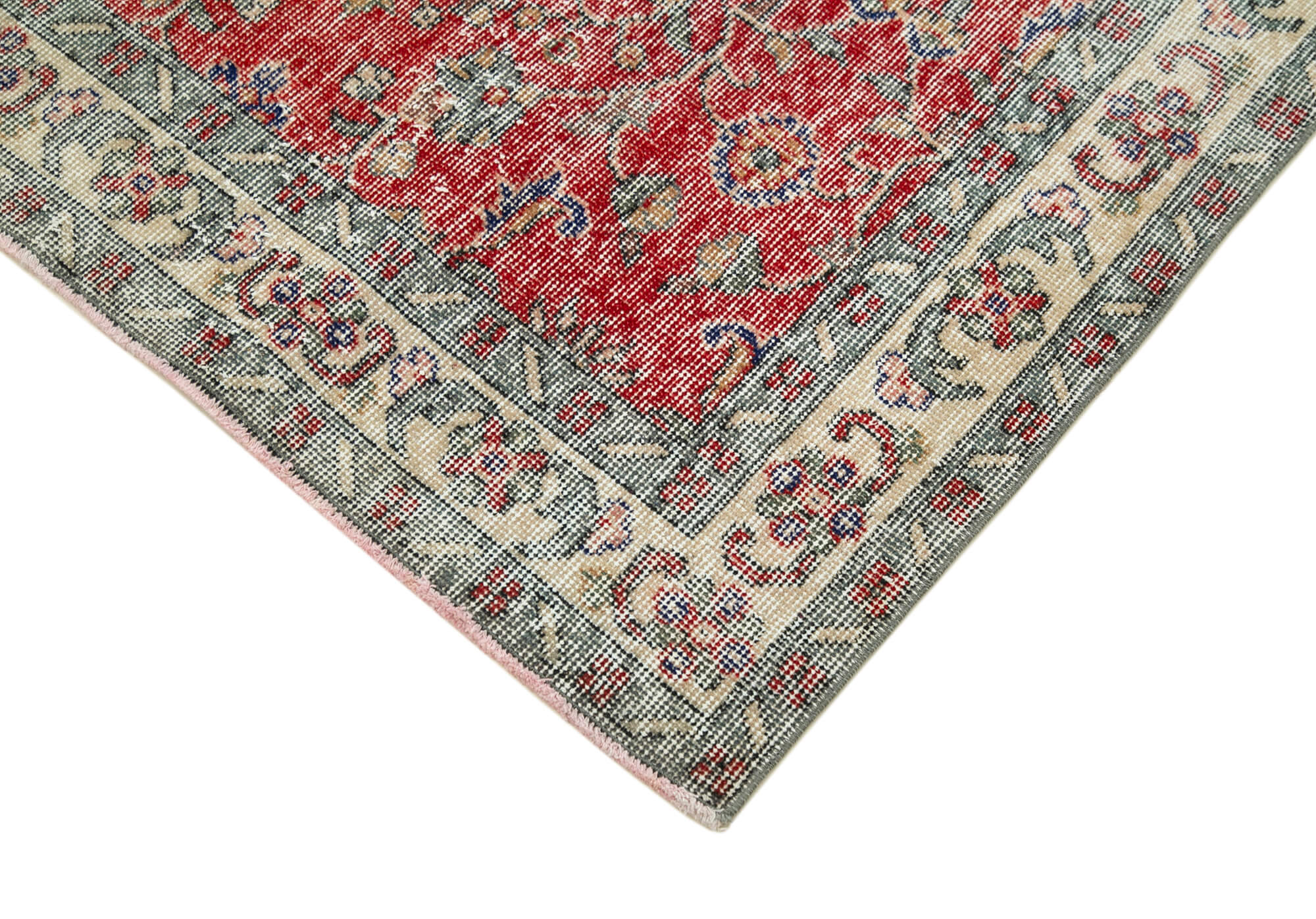 Vintage Area Rug - Handmade Wool Rug Overdyed Red, Turkish Hand Knotted 3'9''x6'5''