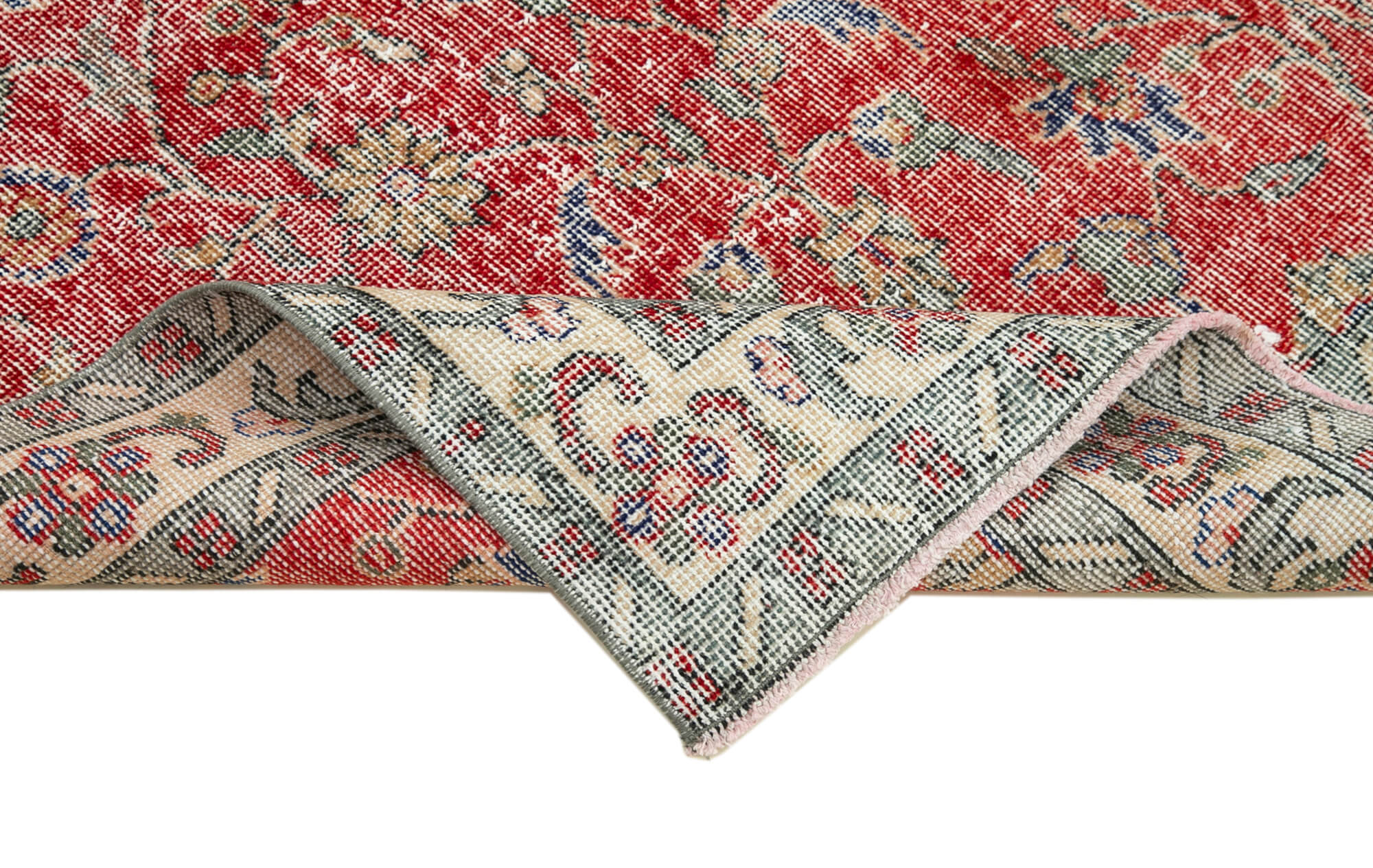 Vintage Area Rug - Handmade Wool Rug Overdyed Red, Turkish Hand Knotted 3'9''x6'5''