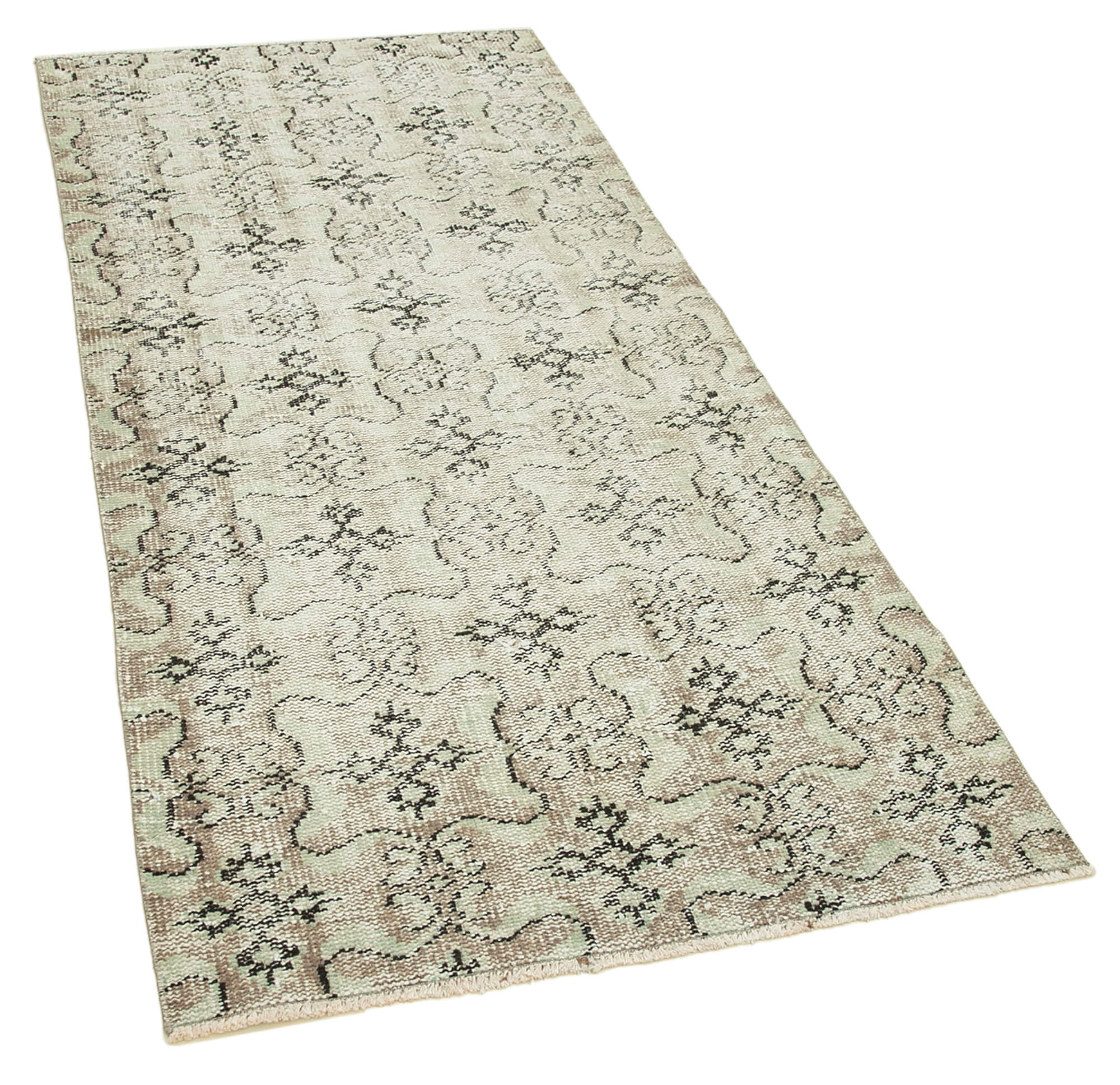 Vintage Handmade Area Rug – Overdyed Neutral Beige Turkish Hand Knotted Carpet 2'11''x6'6''