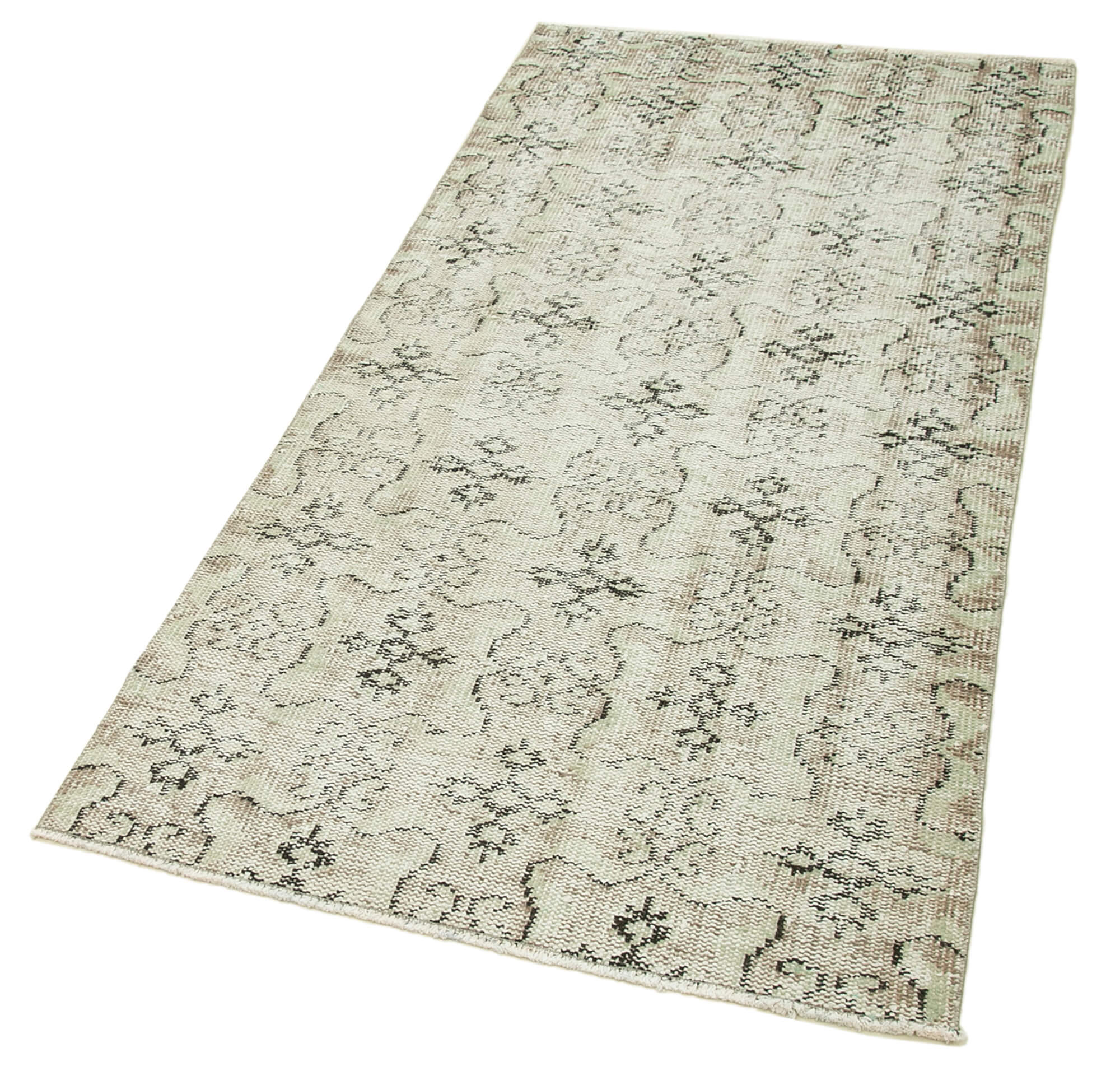 Vintage Handmade Area Rug – Overdyed Neutral Beige Turkish Hand Knotted Carpet 2'11''x6'6''