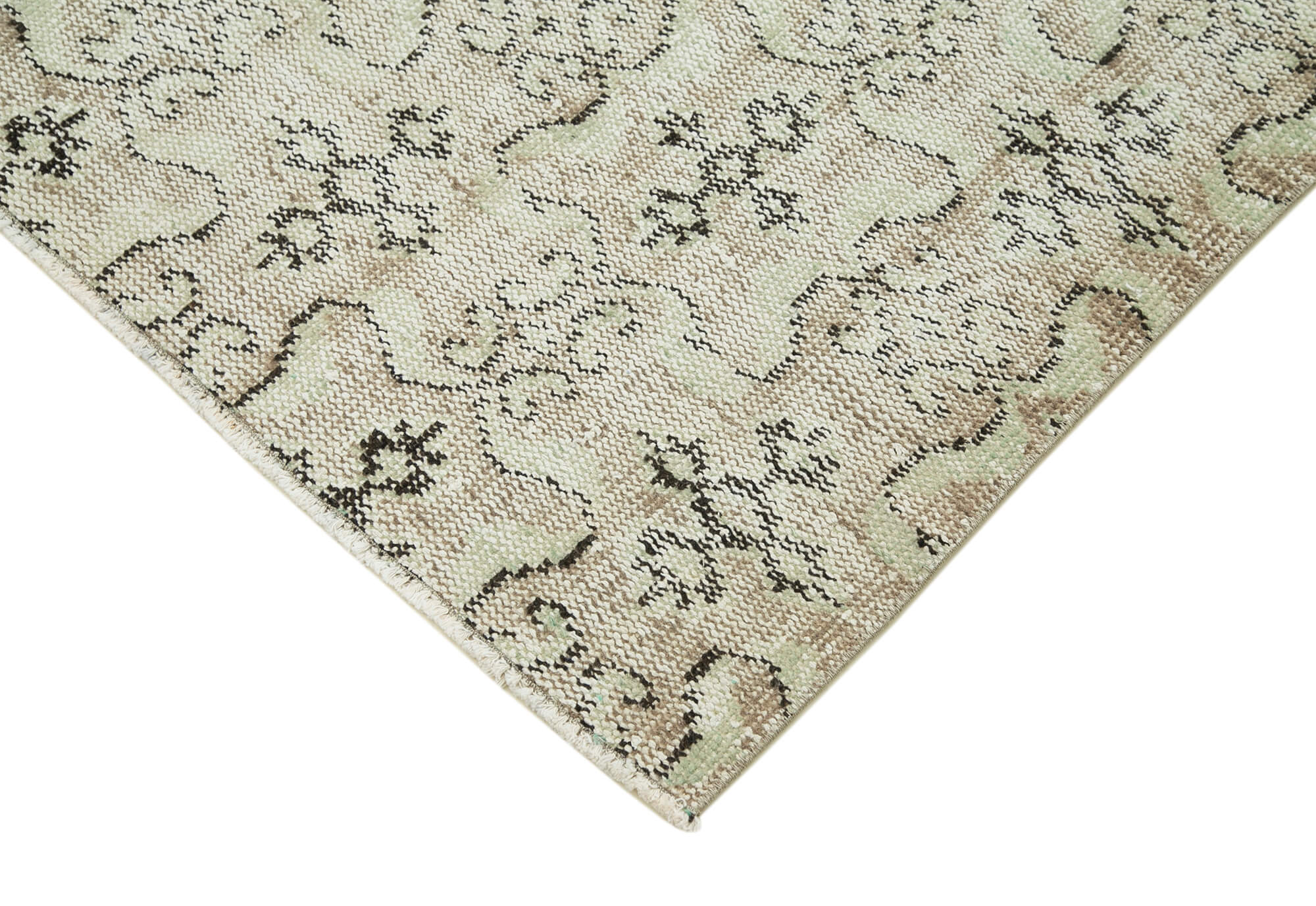 Vintage Handmade Area Rug – Overdyed Neutral Beige Turkish Hand Knotted Carpet 2'11''x6'6''
