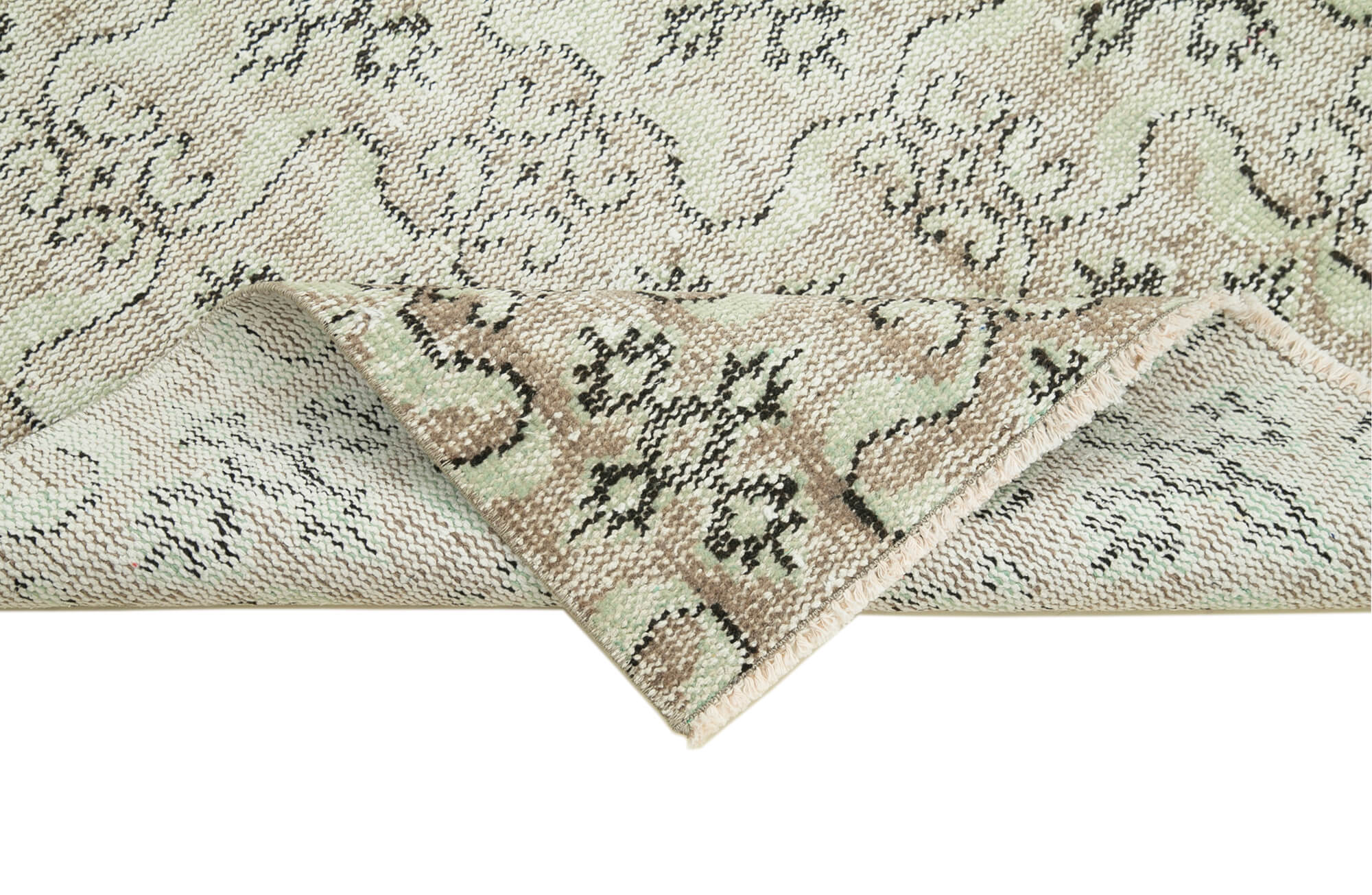 Vintage Handmade Area Rug – Overdyed Neutral Beige Turkish Hand Knotted Carpet 2'11''x6'6''