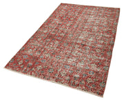 Vintage Handmade Area Rug – Overdyed Red Hand Woven Rug 4'1''x6'10'' Cotton Wool Carpet