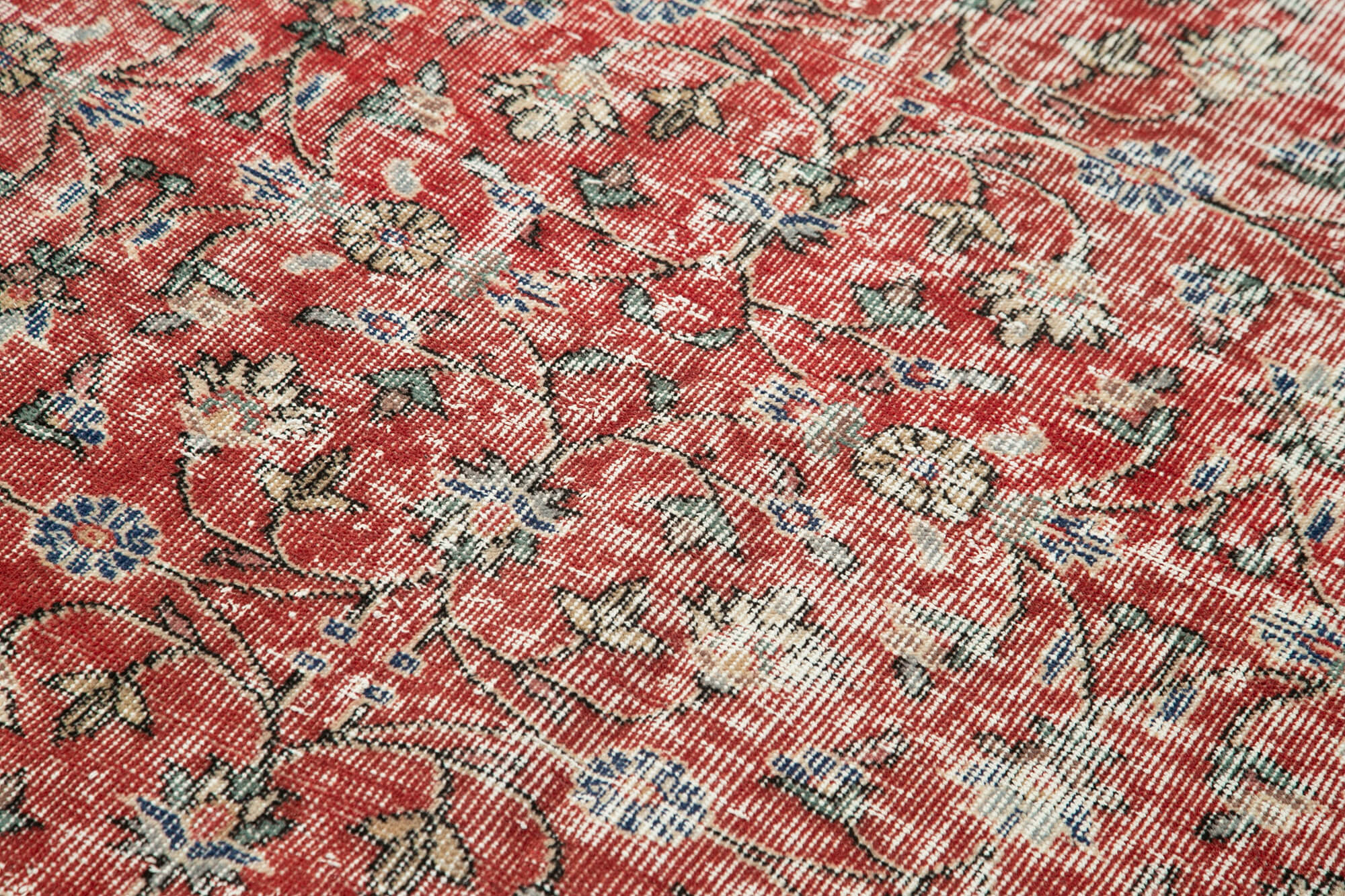 Vintage Handmade Area Rug – Overdyed Red Hand Woven Rug 4'1''x6'10'' Cotton Wool Carpet