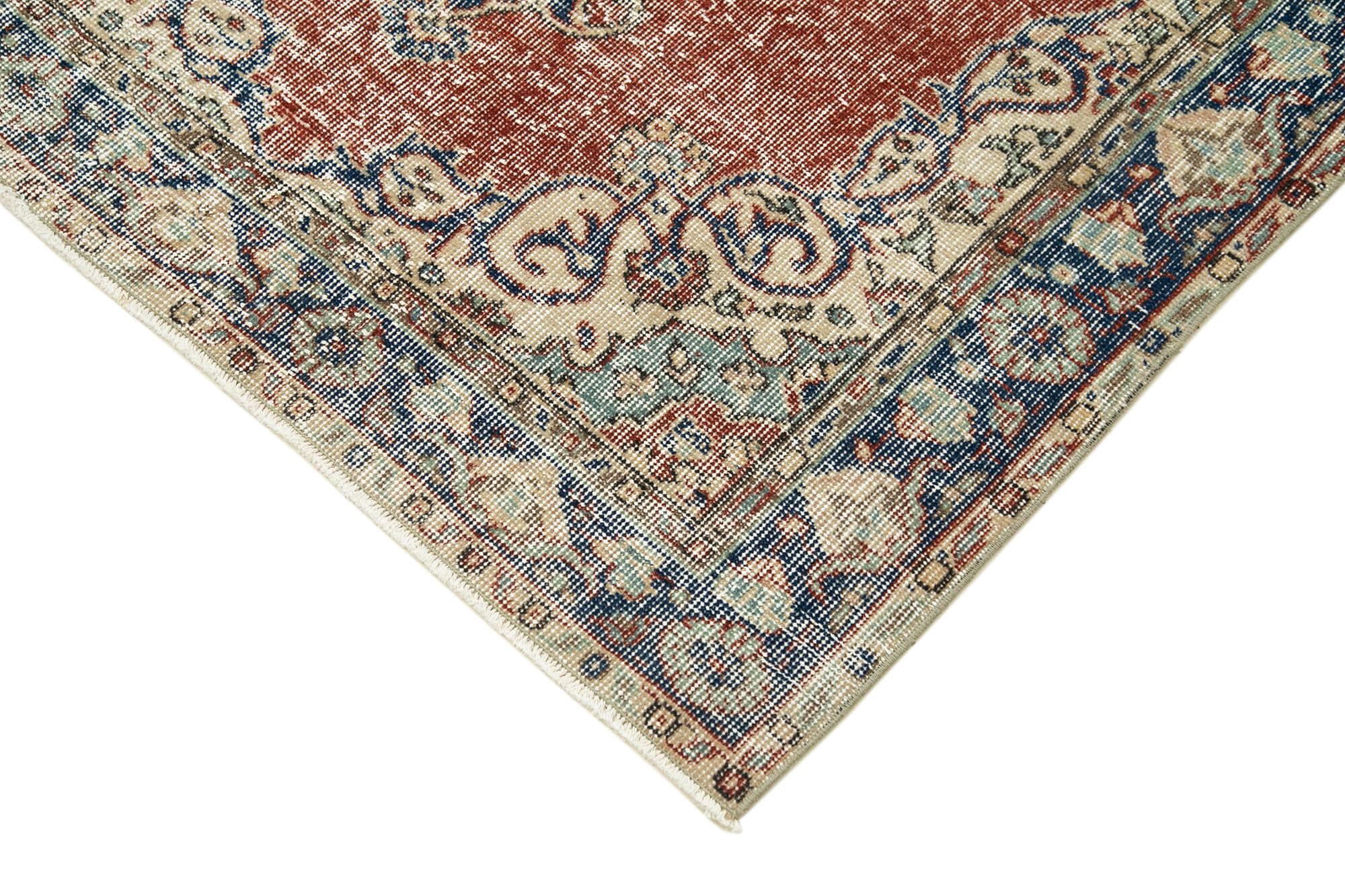 Handmade Vintage Area Rug | Turkish Hand Knotted Overdyed Wool Rug 3'10''x6'9''
