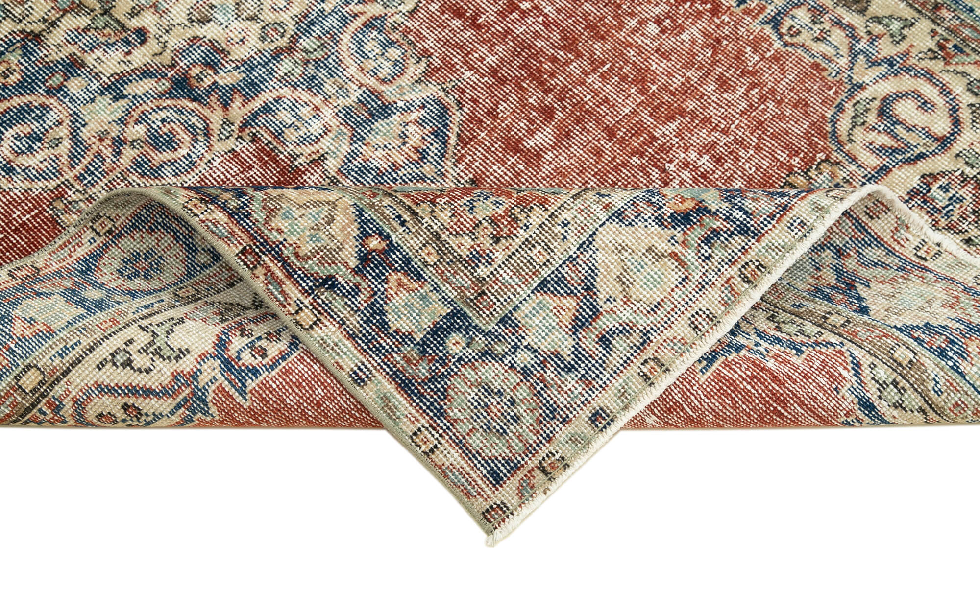 Handmade Vintage Area Rug | Turkish Hand Knotted Overdyed Wool Rug 3'10''x6'9''