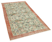 Handmade Area Rug – Overdyed Beige Vintage Cotton Wool Carpet 3'7''x6'6''