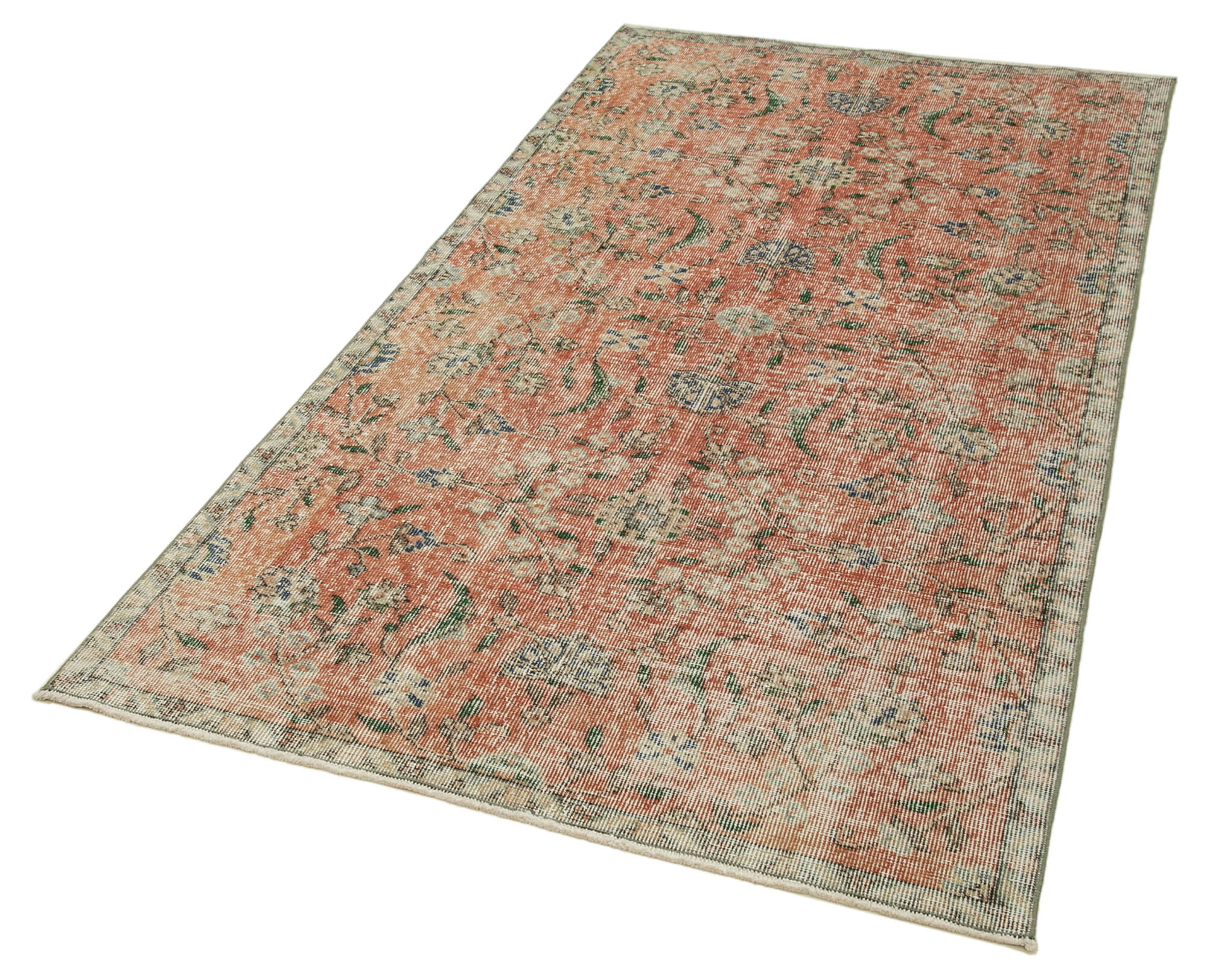 Vintage Overdyed Rug - Handmade Turkish Cotton Wool Area Rug 3x7 Feet