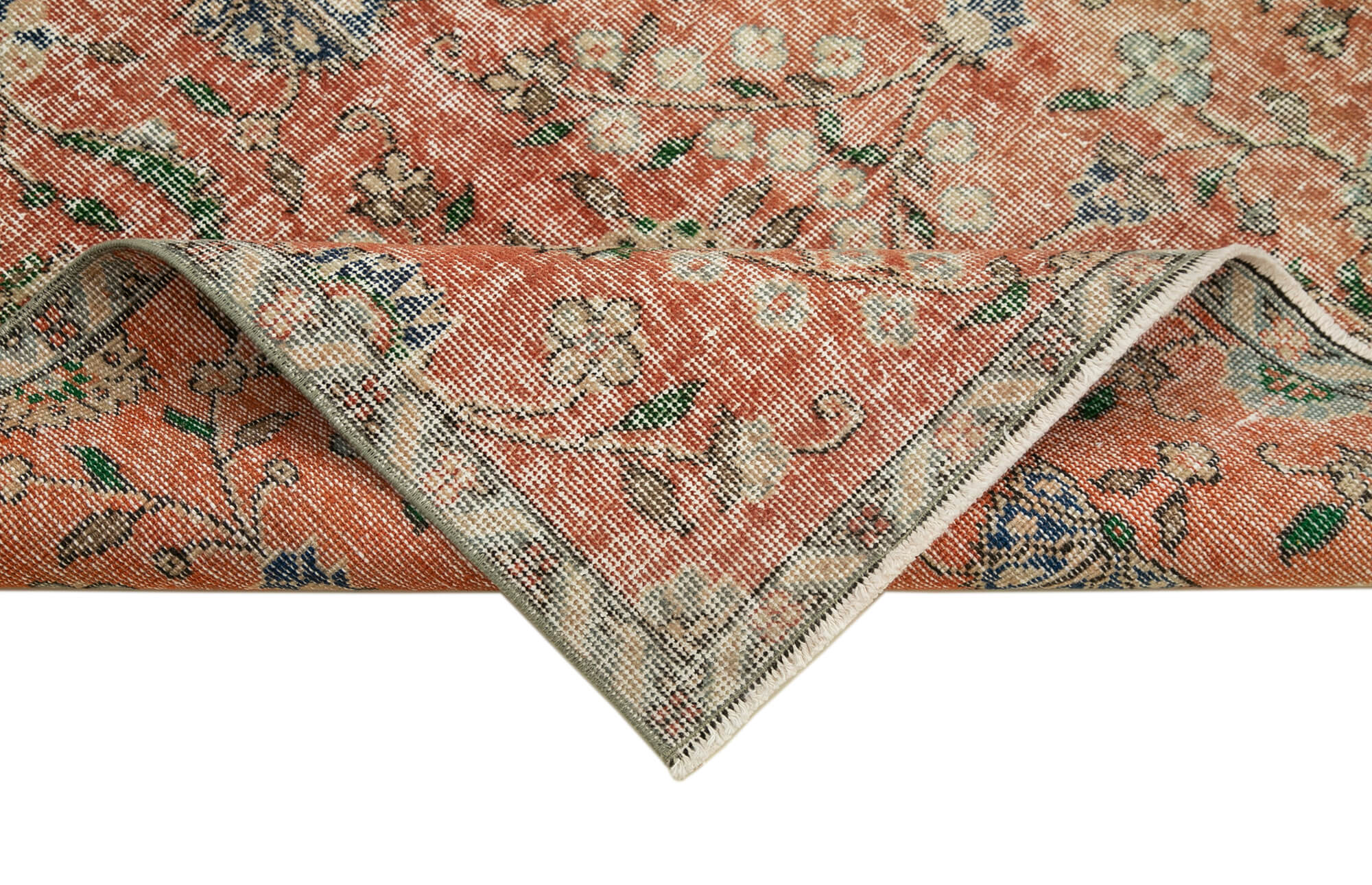 Vintage Overdyed Rug - Handmade Turkish Cotton Wool Area Rug 3x7 Feet