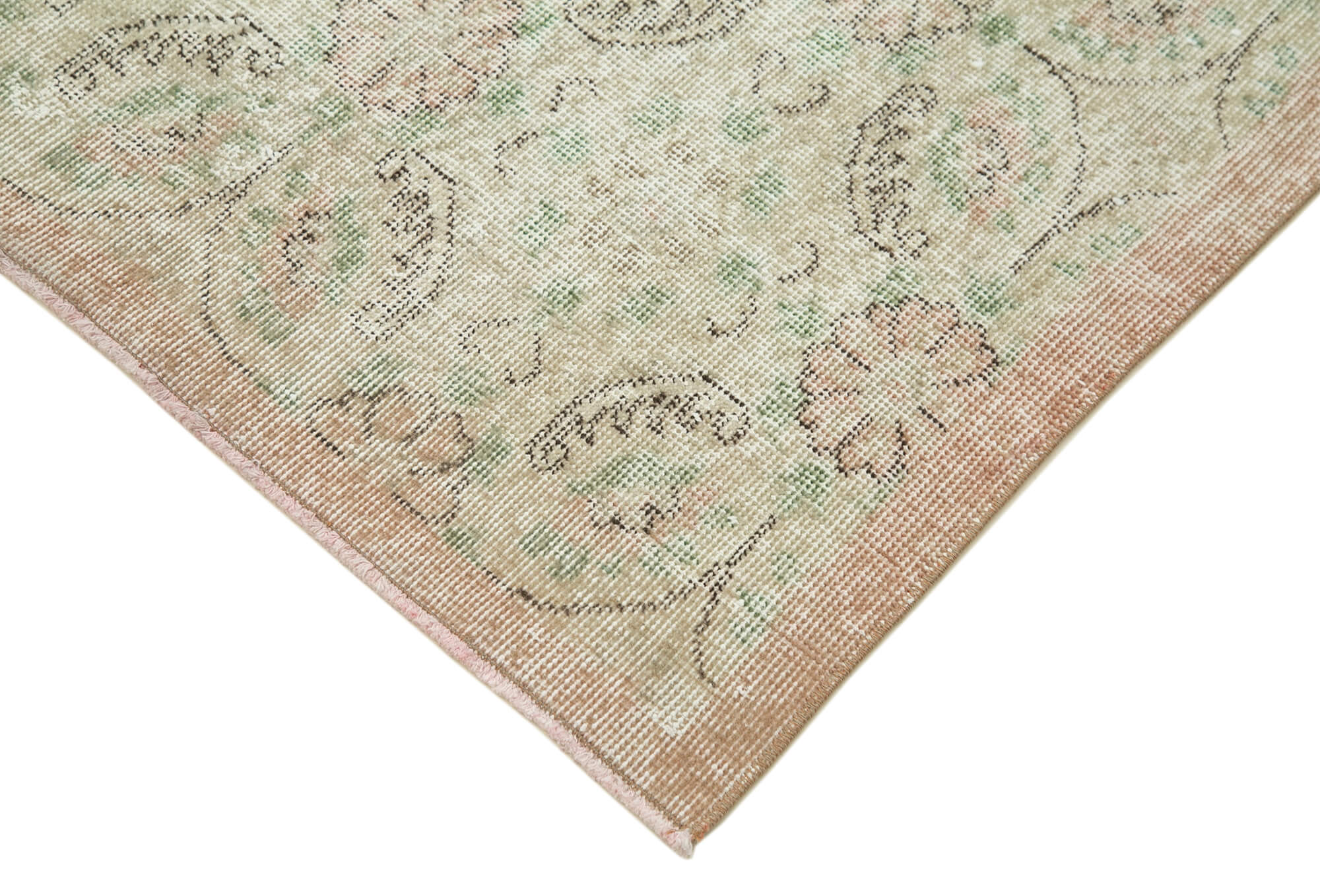 Handmade Area Rug – Overdyed Wool Vintage Cotton Rug 3'1'' x 6'2'' Beige