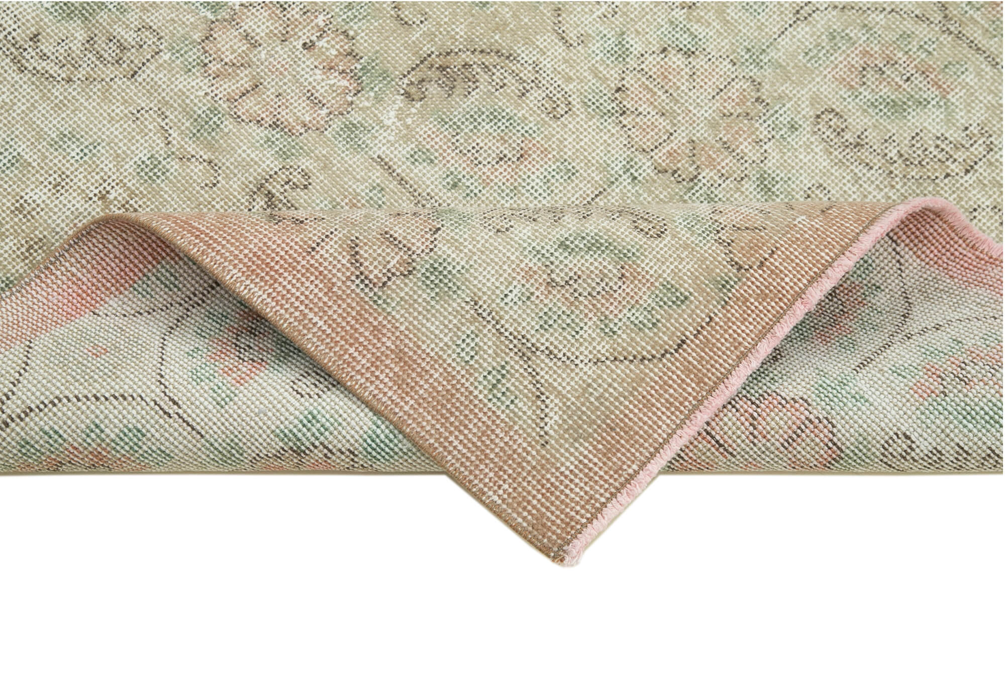 Handmade Area Rug – Overdyed Wool Vintage Cotton Rug 3'1'' x 6'2'' Beige