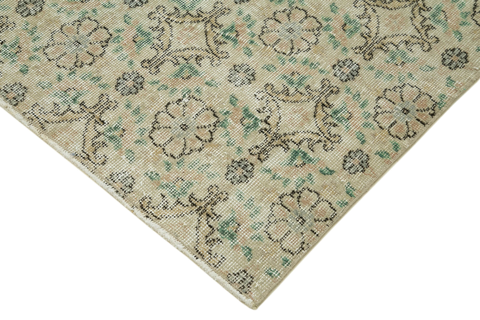 Handmade Area Rug – Overdyed Vintage Cotton Wool Blend, Soft Beige, 3'7''x6'7''