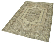 Vintage Handmade Area Rug – Overdyed Cotton Wool Rug 3'11''x6'6'' Beige Classic Woven Carpet