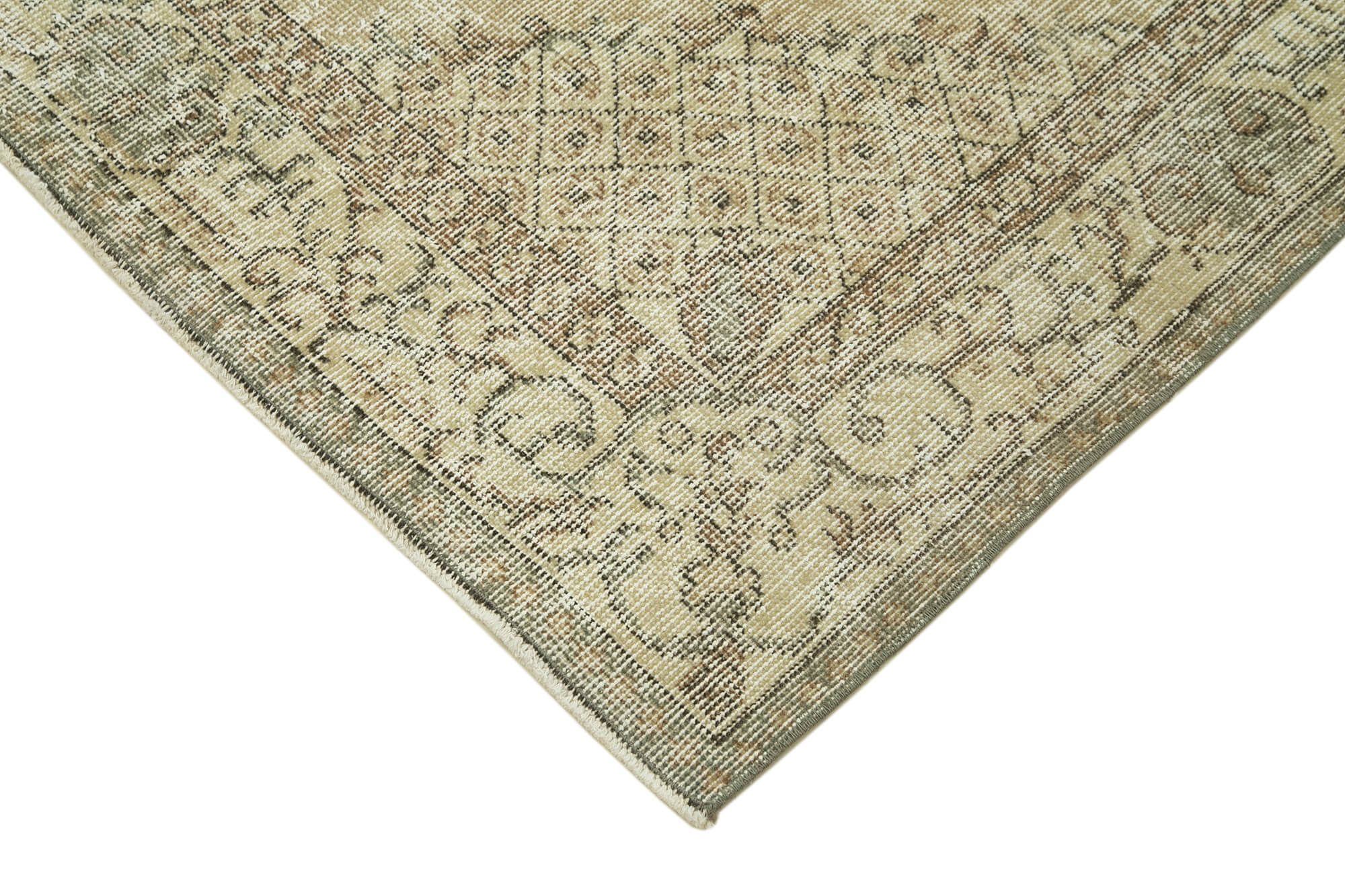 Vintage Handmade Area Rug – Overdyed Cotton Wool Rug 3'11''x6'6'' Beige Classic Woven Carpet