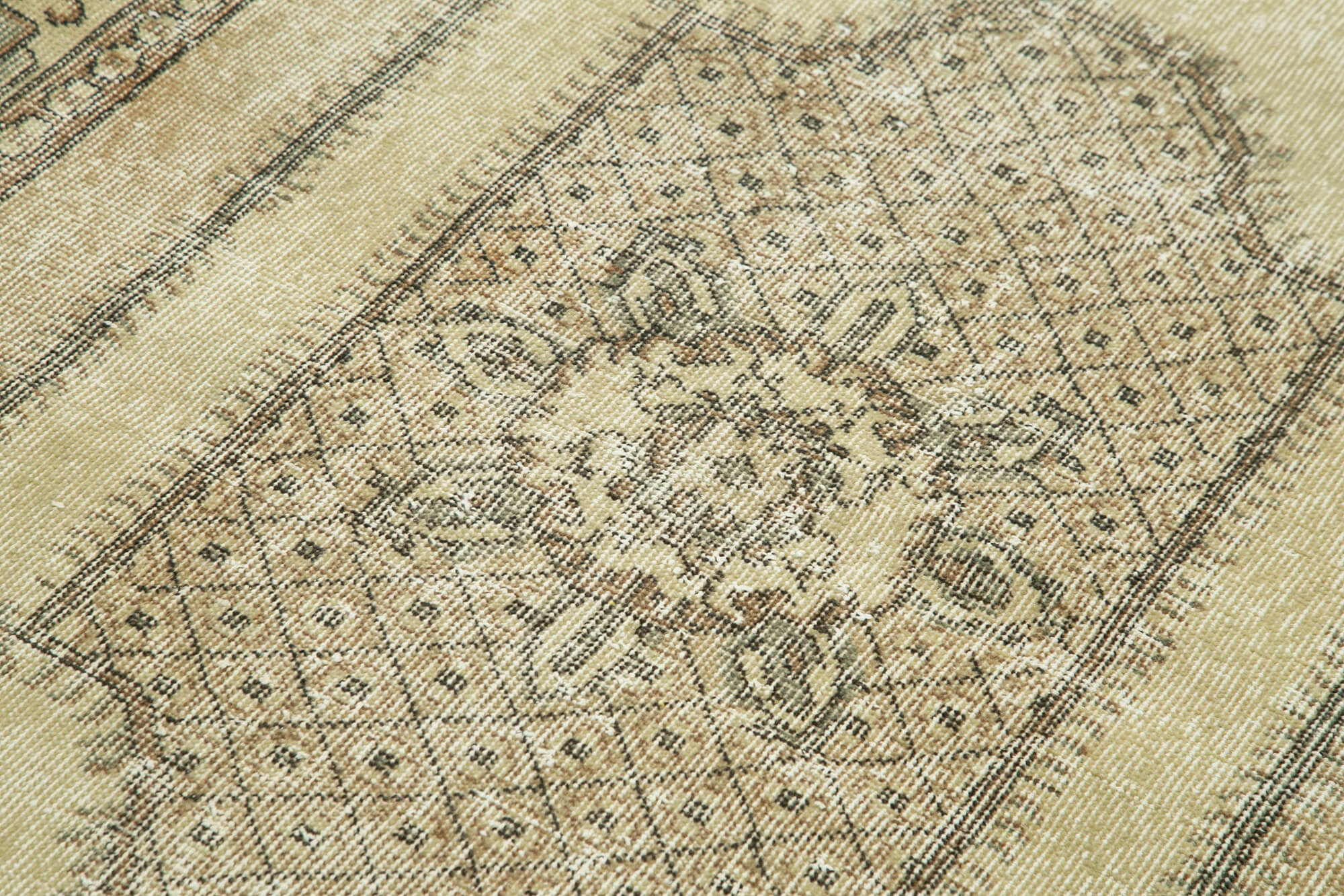 Vintage Handmade Area Rug – Overdyed Cotton Wool Rug 3'11''x6'6'' Beige Classic Woven Carpet