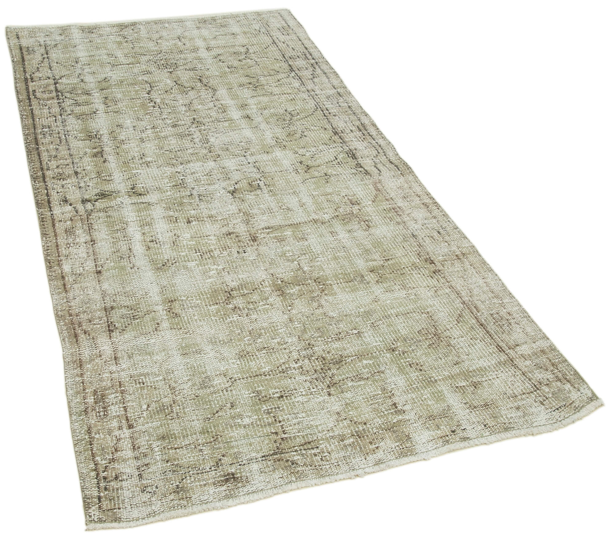 Vintage Area Rug - Overdyed Beige Handmade Wool Rug, Turkish Hand Knotted Carpet 3'2" x 6'6"