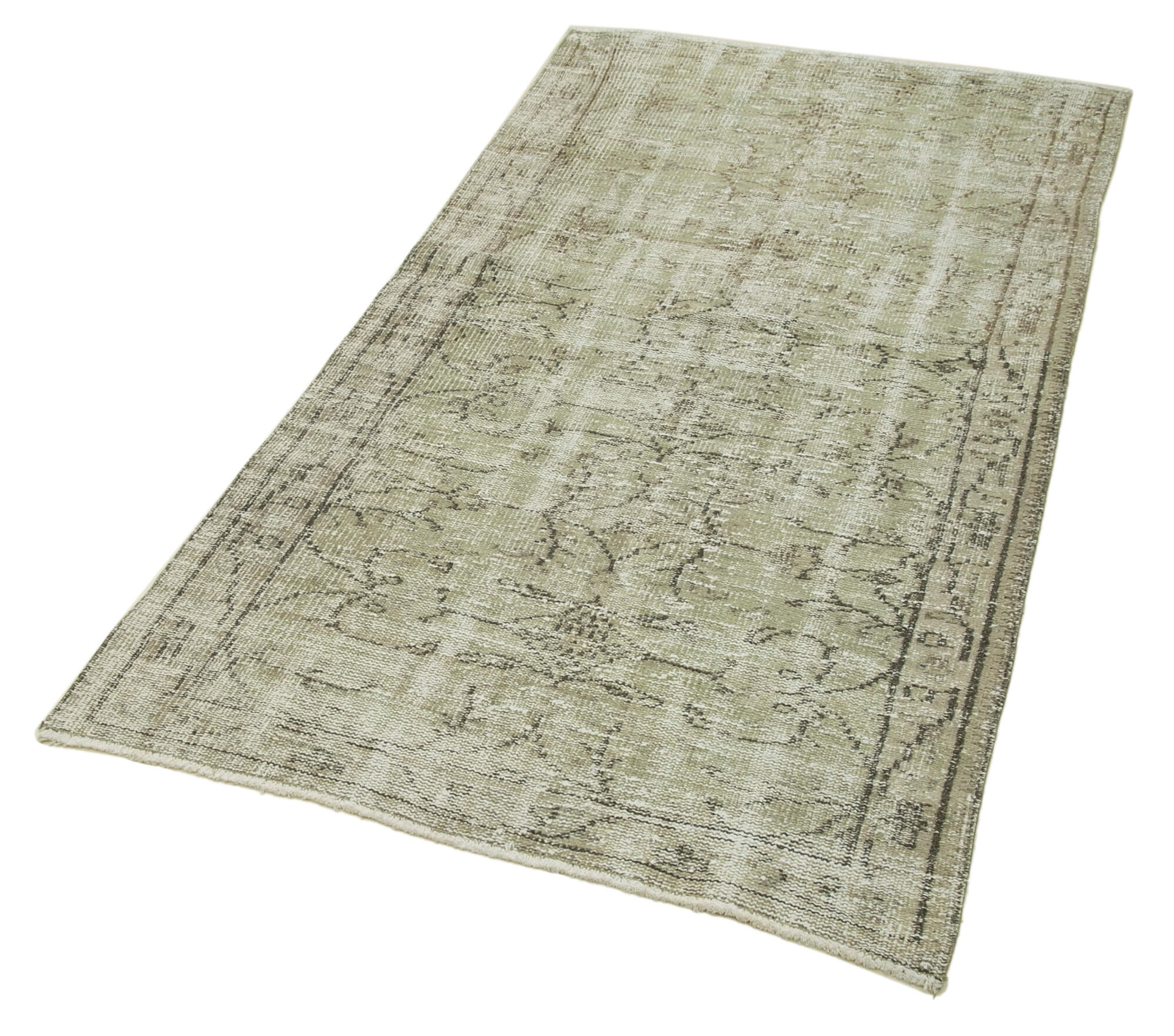Vintage Area Rug - Overdyed Beige Handmade Wool Rug, Turkish Hand Knotted Carpet 3'2" x 6'6"